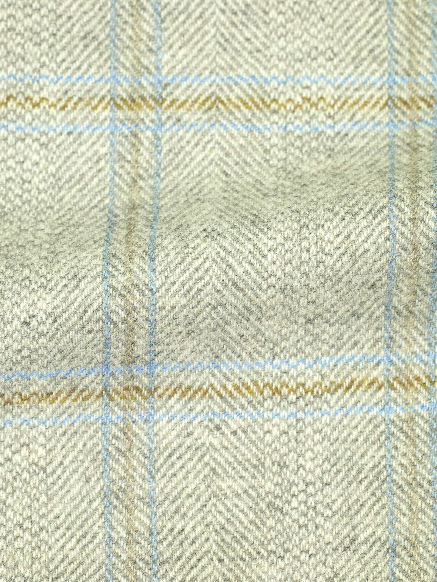 Kiton Light Grey, Brown & Blue Pure Cashmere Windowpane Jacket
