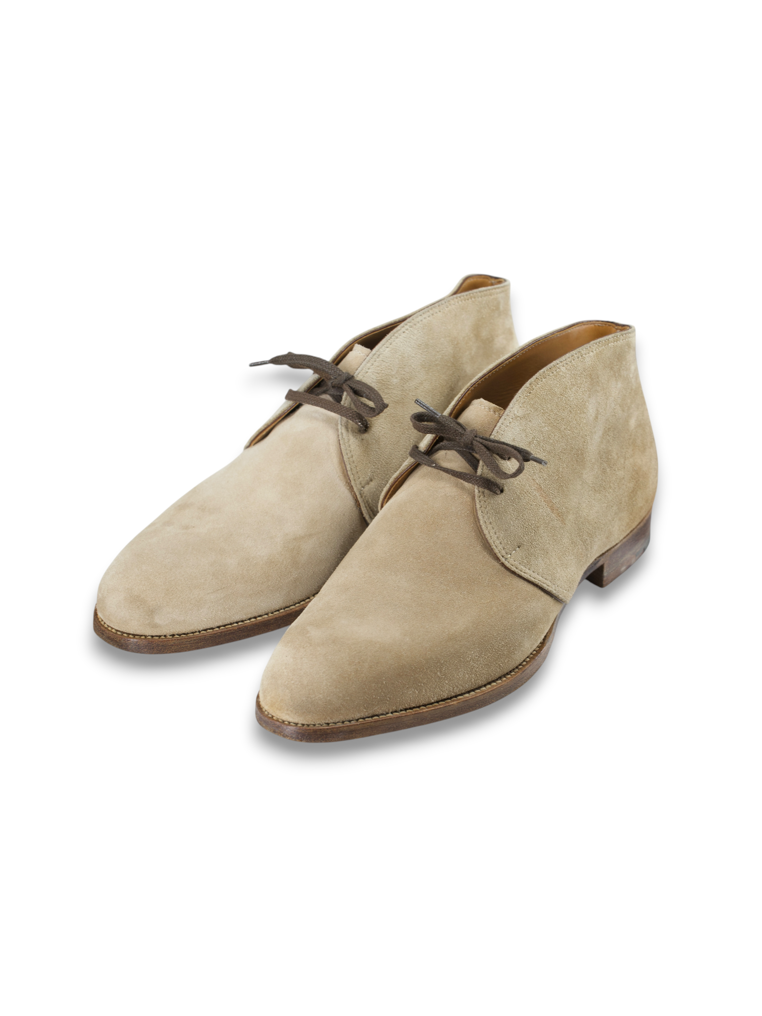 Saint Crispin's Beige Suede Curved-Topline Chukka Boots