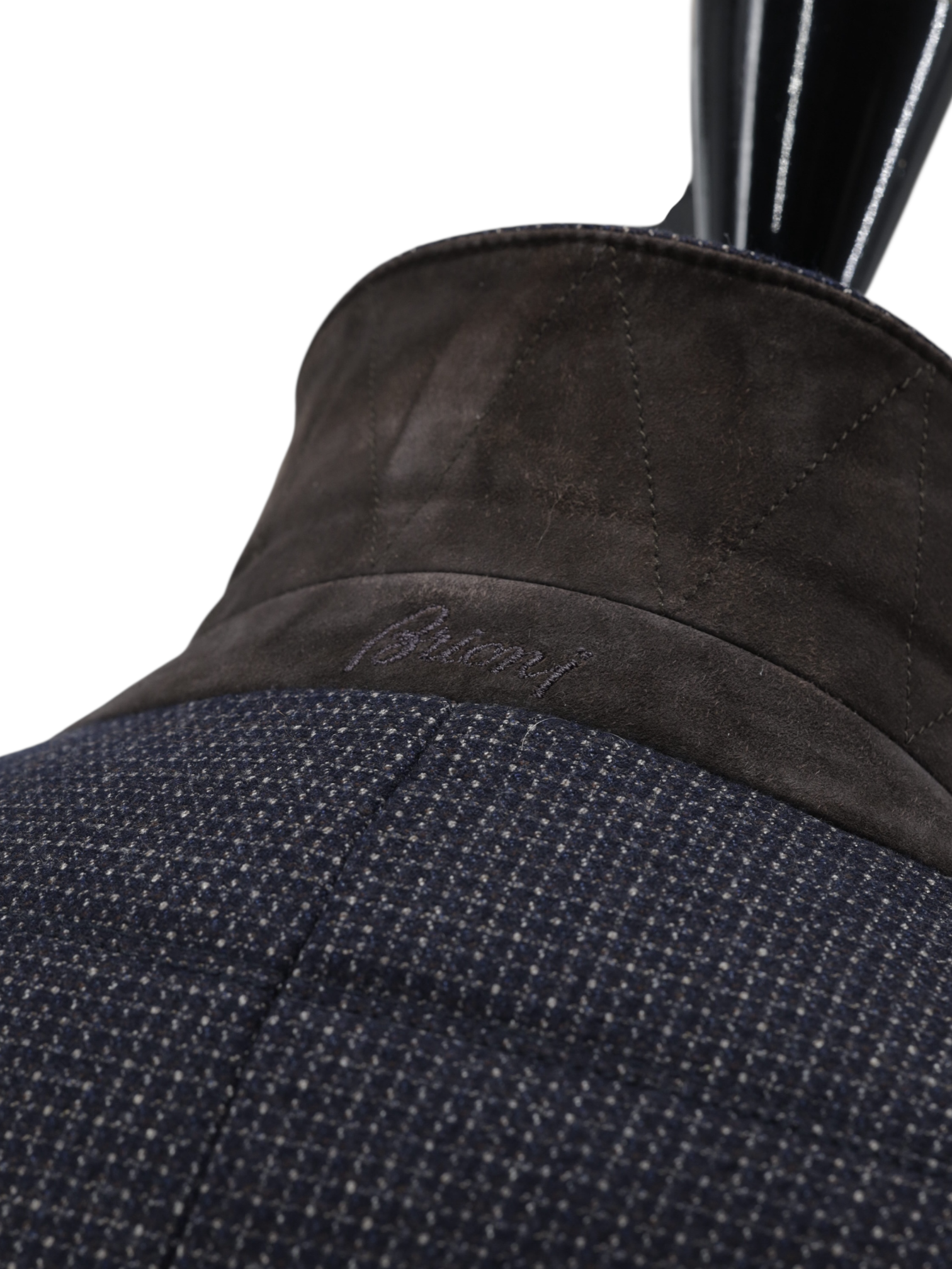 Brioni Dark Blue Wool Rain-System® Micro-Pattern Padded Jacket