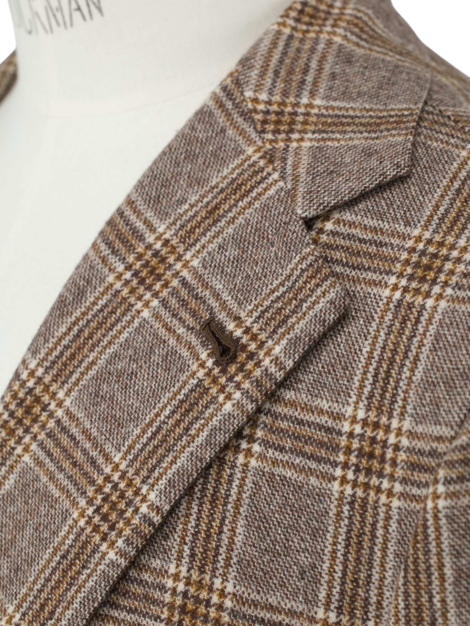 Orazio Luciano Brown Brushed Wool & Cashmere Prince of Wales Jacket