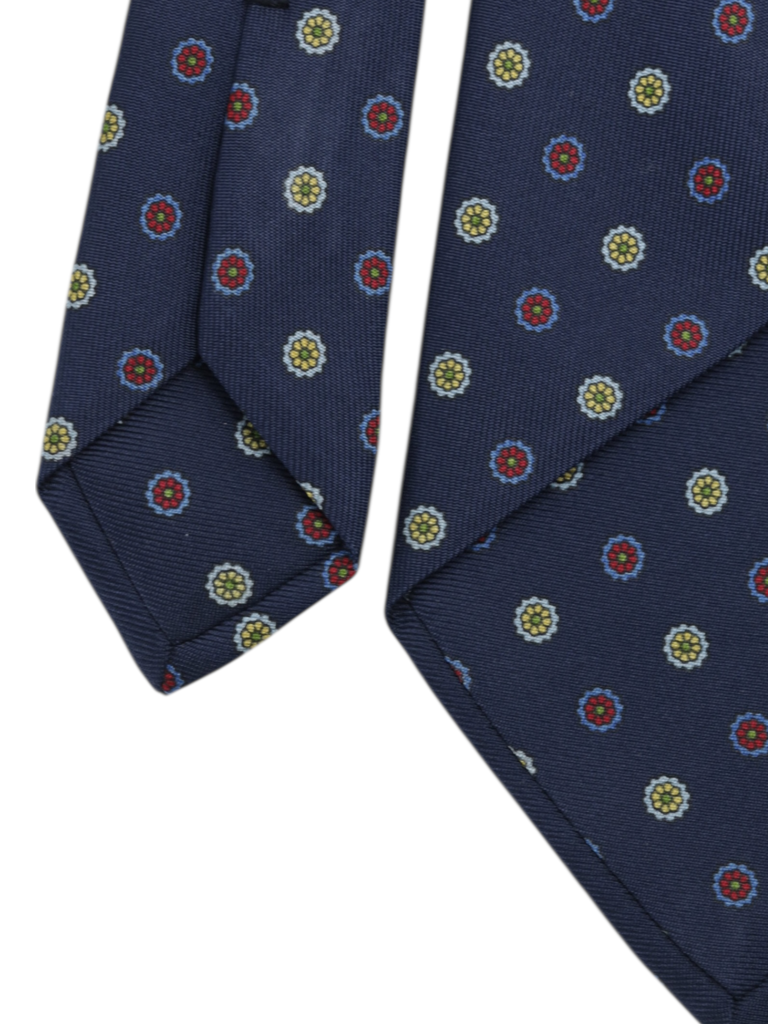 E.Marinella Dark Blue Silk Multicolor Floral Pattern Tie