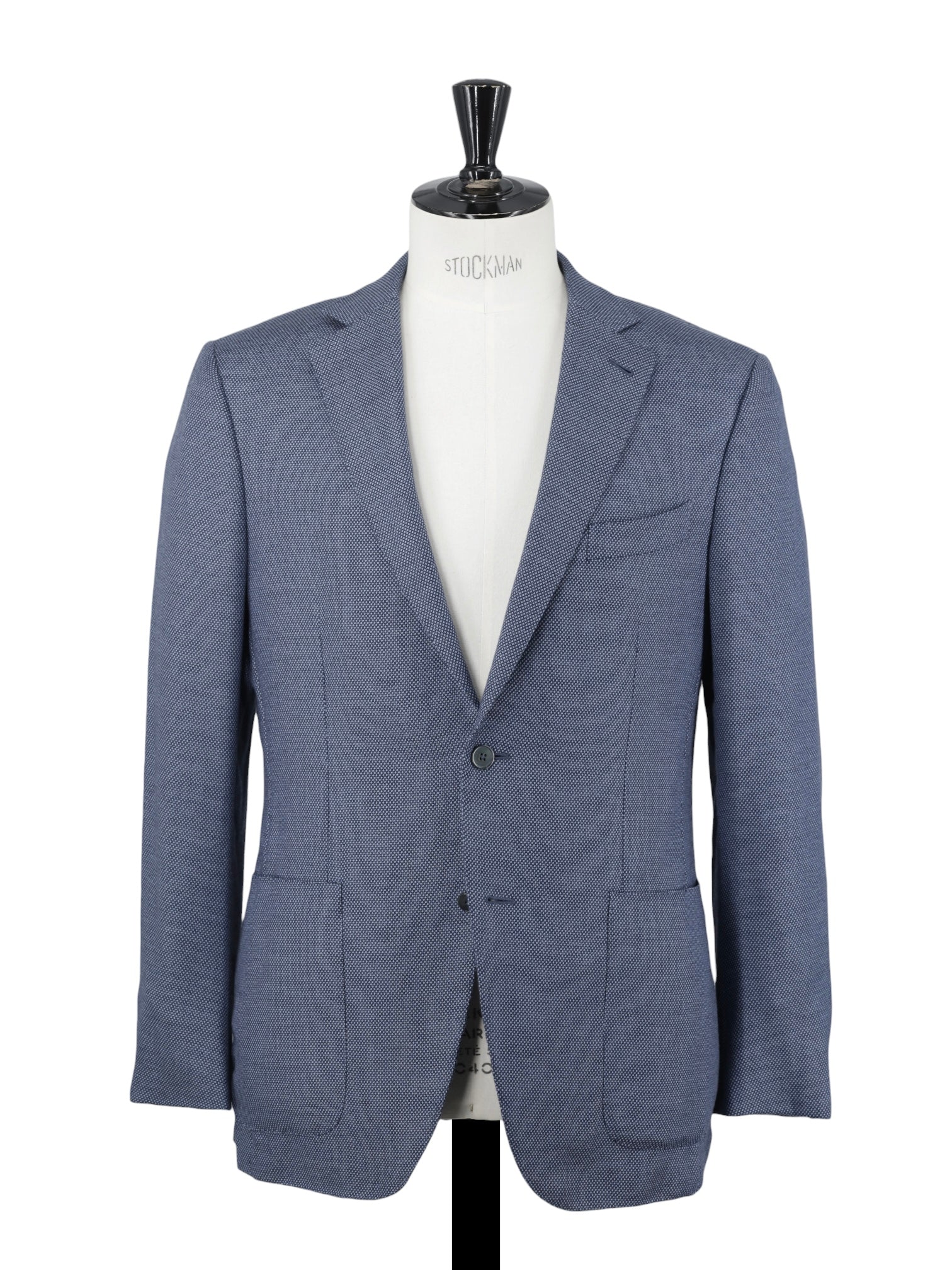 Ermenegildo Zegna Steel Blue Cotton, Cashmere & Rayon Micro-Pattern "Street" Jacket