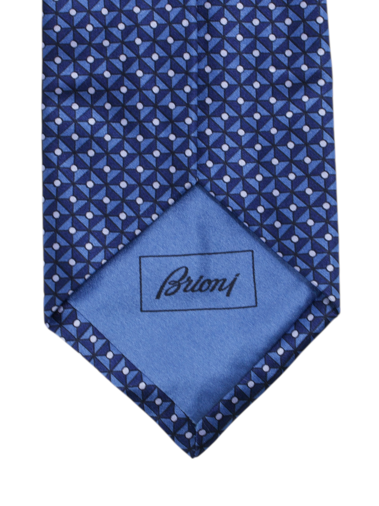 Brioni Royal Blue Madder Silk Geometric Pattern Tie