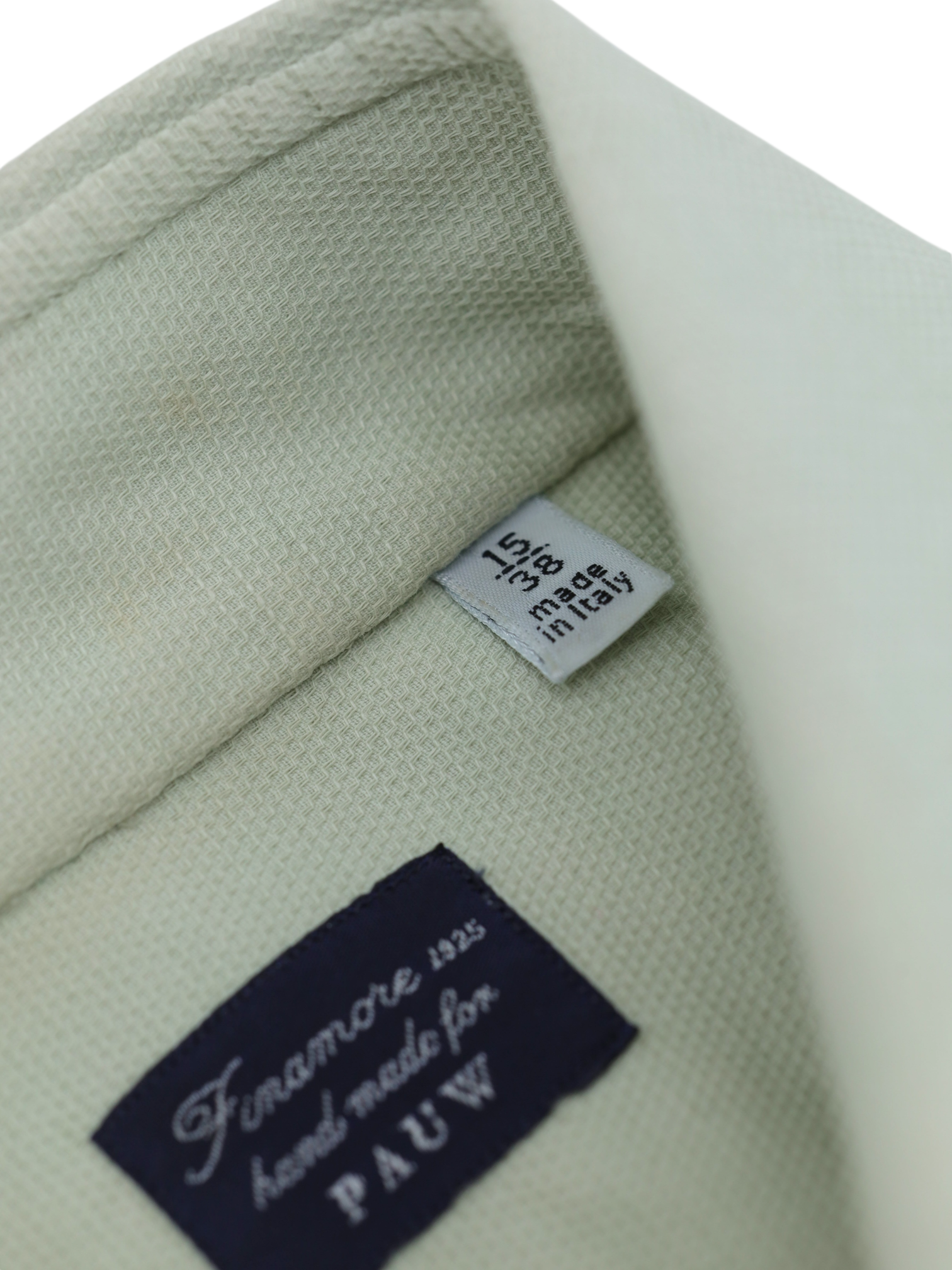Finamore Pistache Cotton Micro-Pattern Shirt