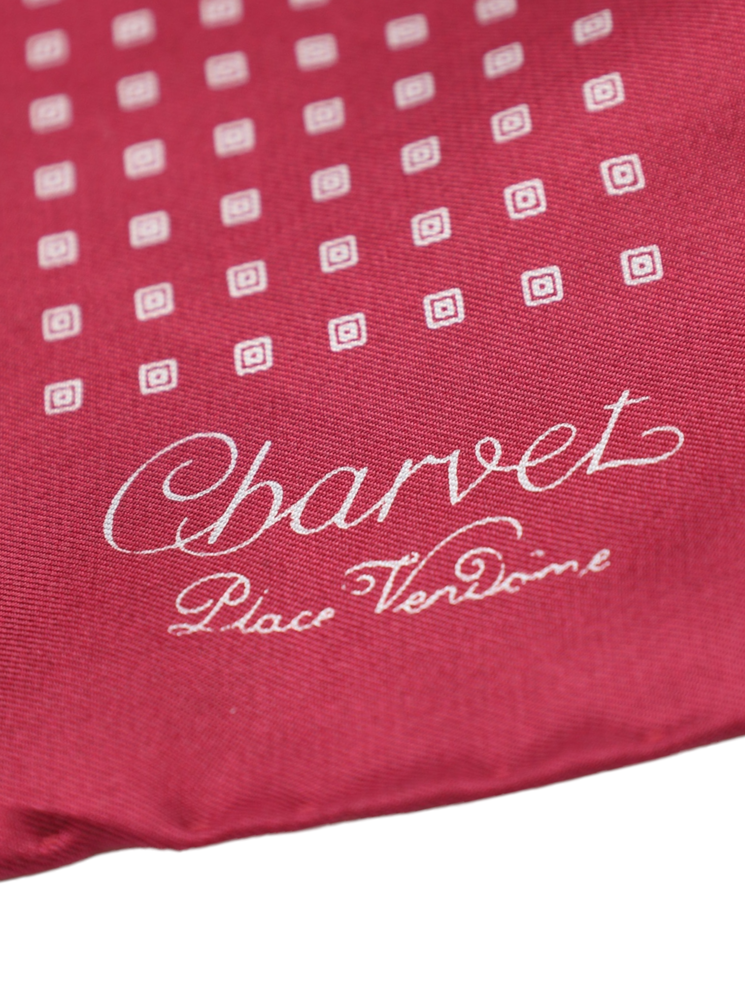 Charvet Red Geometric Silk Pocketsquare