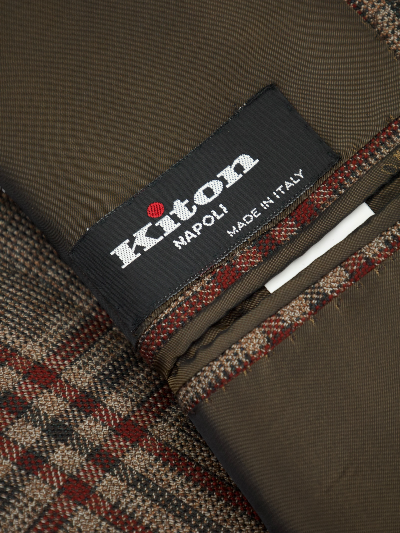 Kiton Brown & Red Cashmere, Linen & Silk Windowpane Jacket