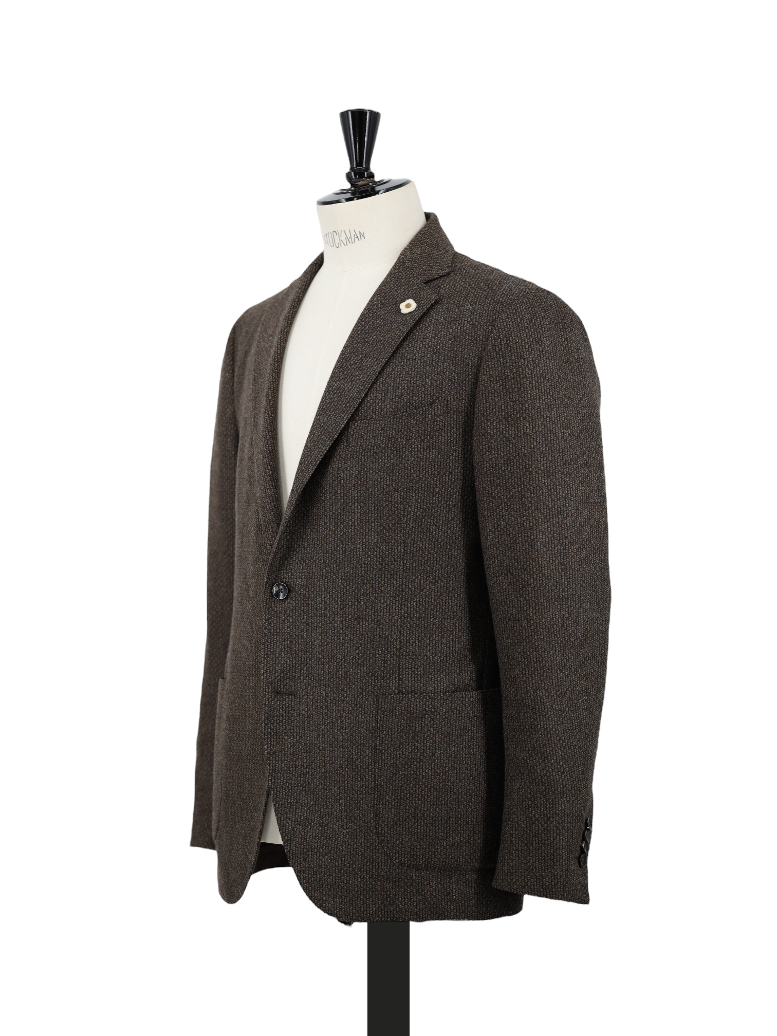 Lardini Brown Wool "Tessuto Exclusivo" Bicolor Micro-Pattern Jacket