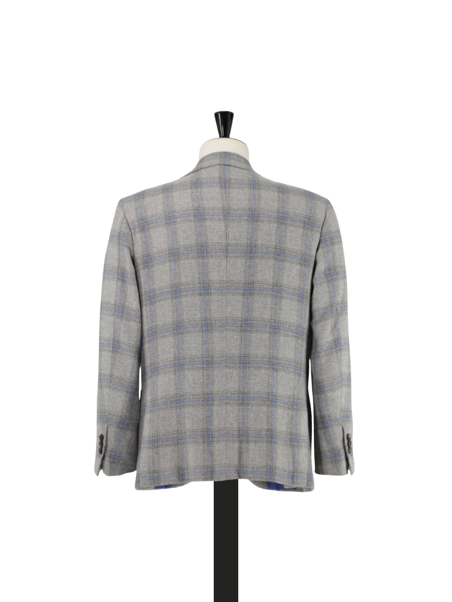 Kiton Grey & Light Blue Pure Cashmere Windowpane Jacket