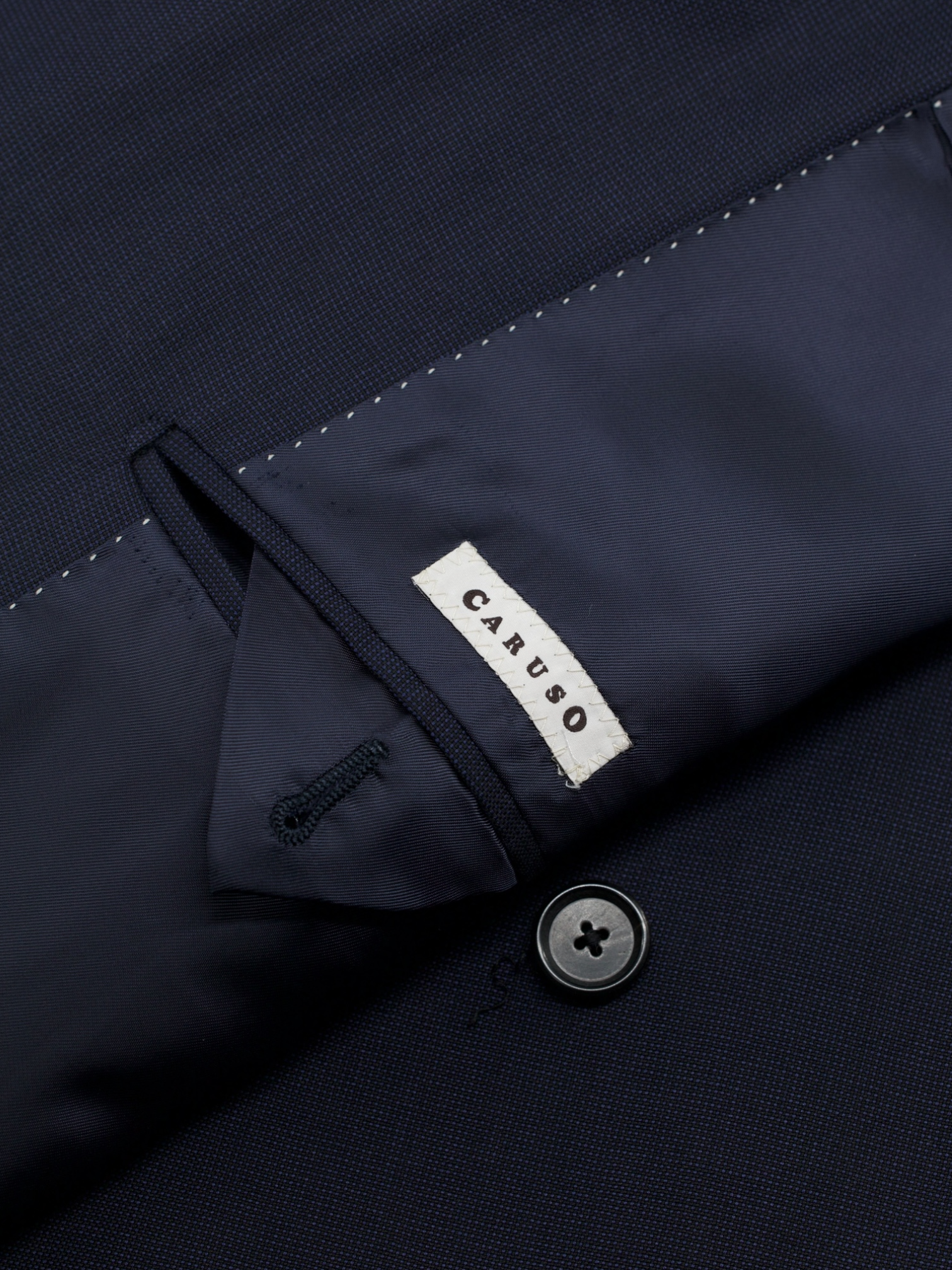 Caruso Navy Double Breasted Super 110's Pinpoint Suit