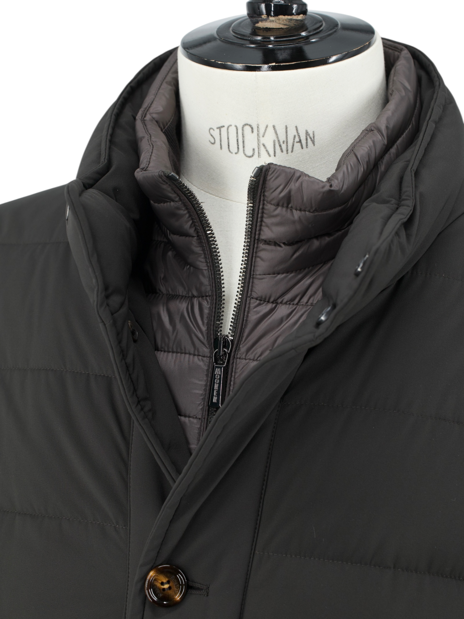 MooRER Dark Olive Goose-Down Padded Calegari-KN Coat