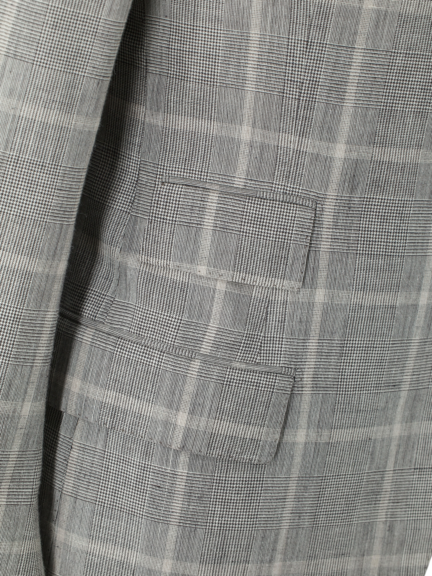 Cesare Attolini Taupe Wool, Silk & Linen Overcheck Summer Suit