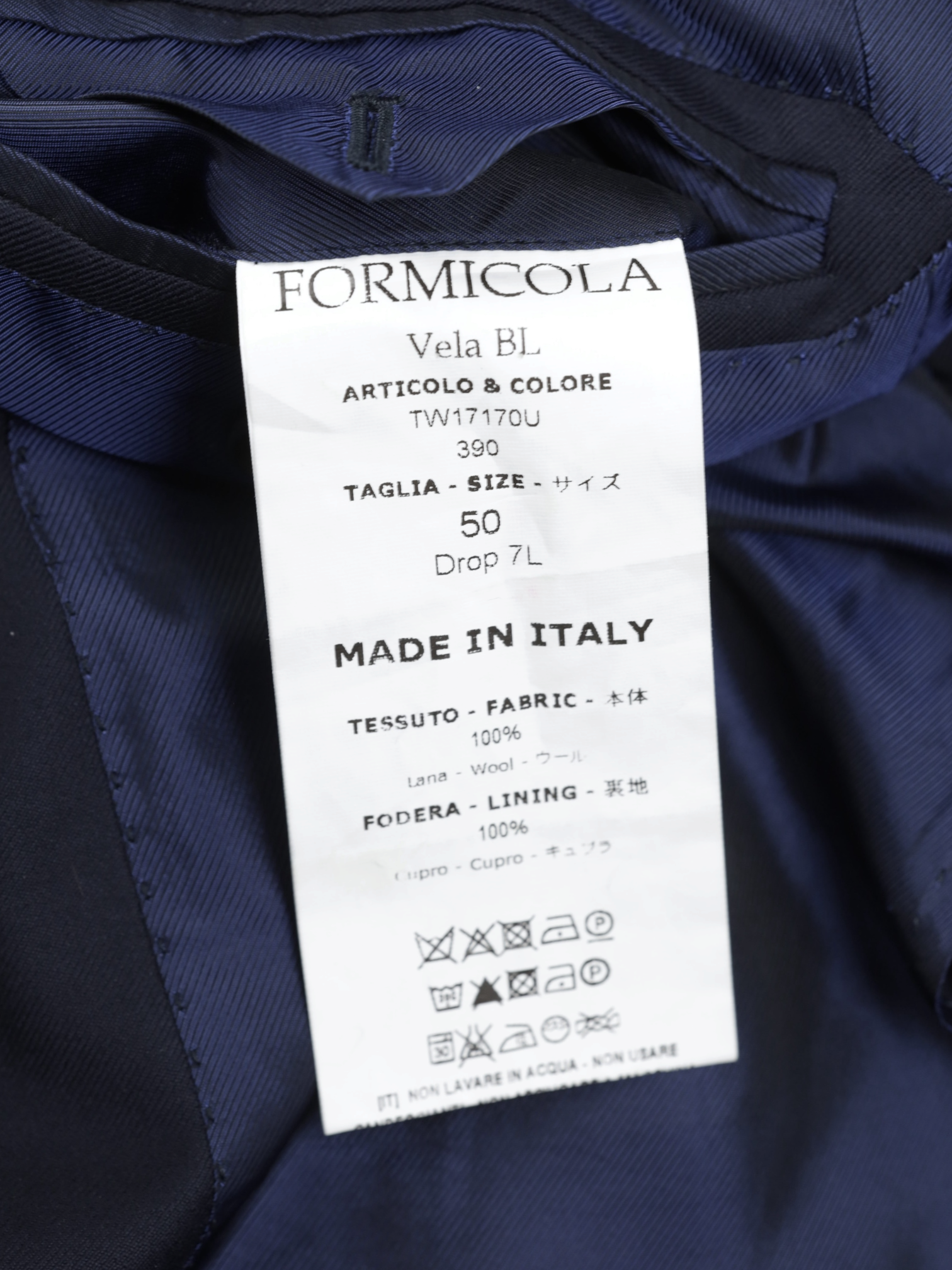 E. Formicola Navy Fine-Wool Classic Twill Suit