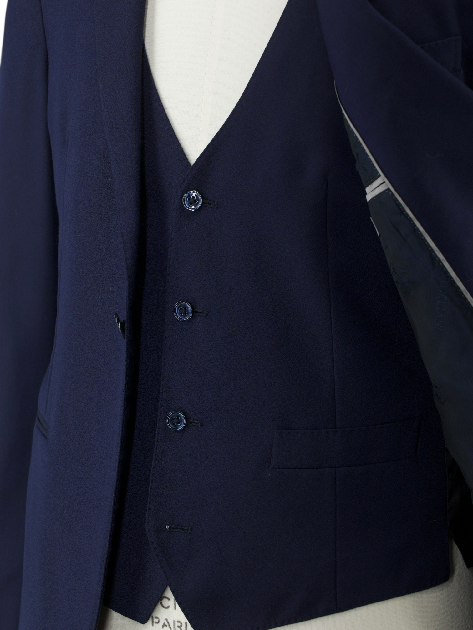 Corneliani Dark Blue 3-Piece Super 120's Wool Wedding Suit