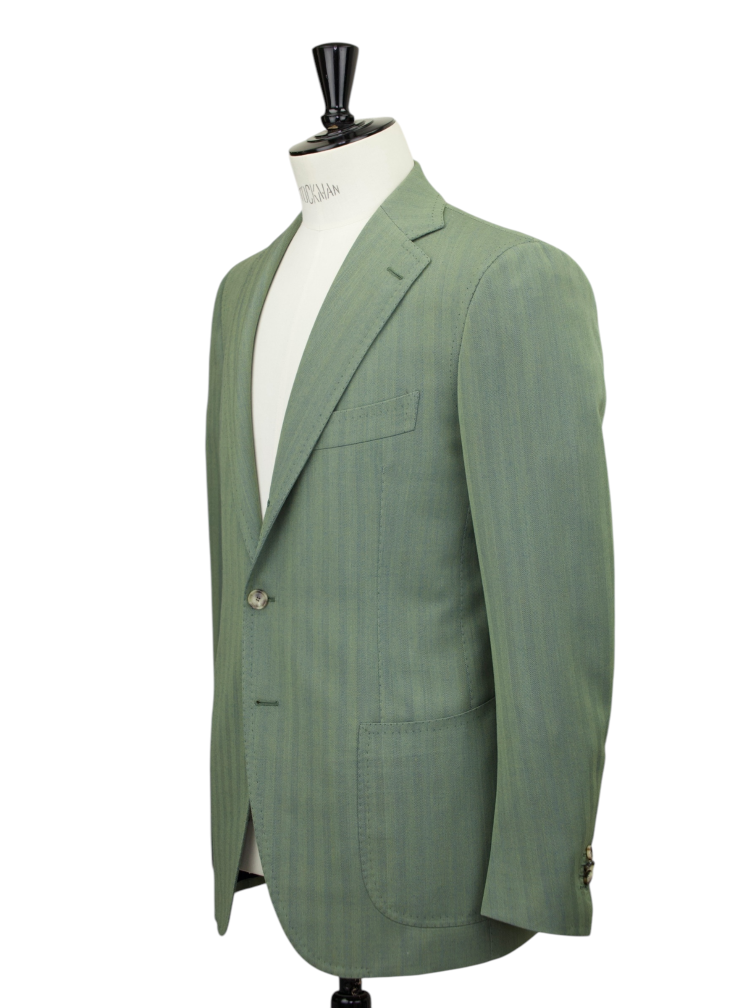 Cesare Attolini Forest-Sage Green Wool Herringbone "Solaro" Suit