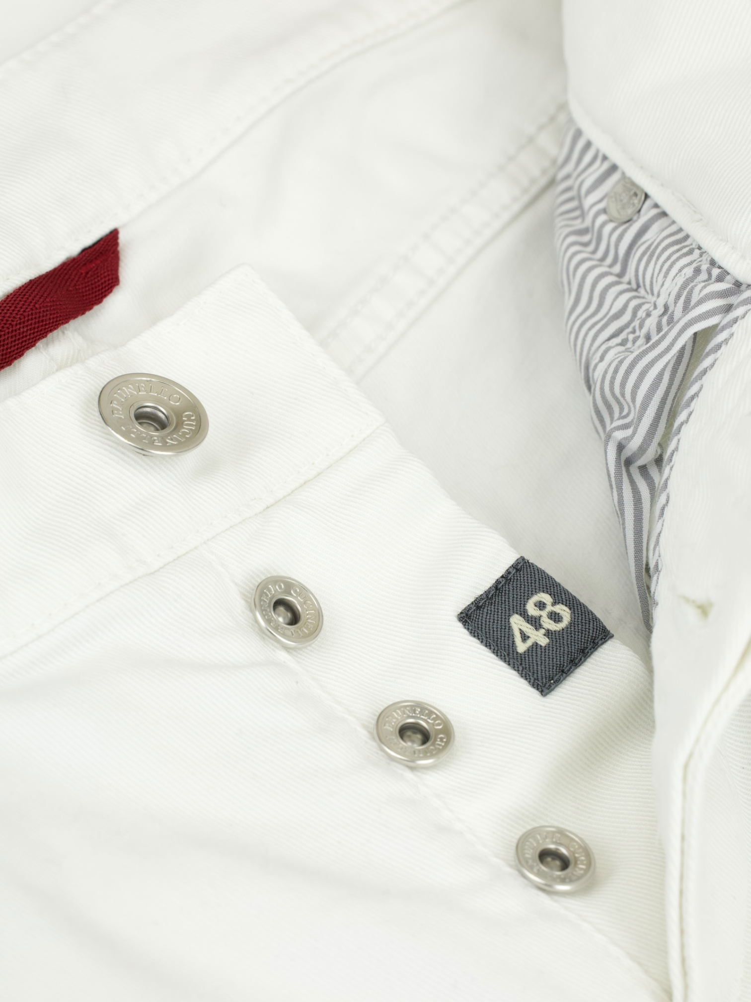 Brunello Cucinelli White Cotton Twill 5-Pocket Chino