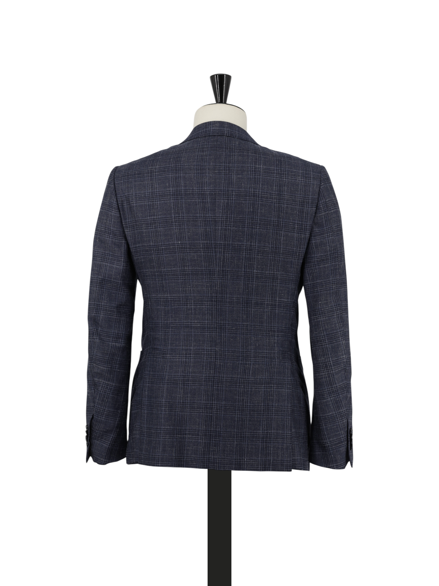 Ermenegildo Zegna Dark Blue Cashmere, Silk & Linen Prince of Wales Milano Easy Jacket
