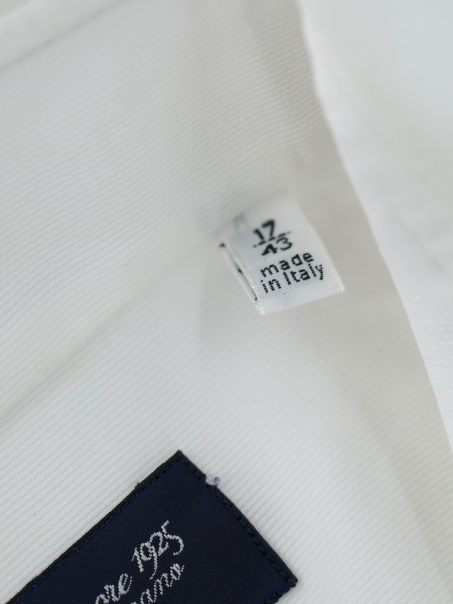 Finamore White Cotton Micro-Pattern French Cuff Dress Shirt
