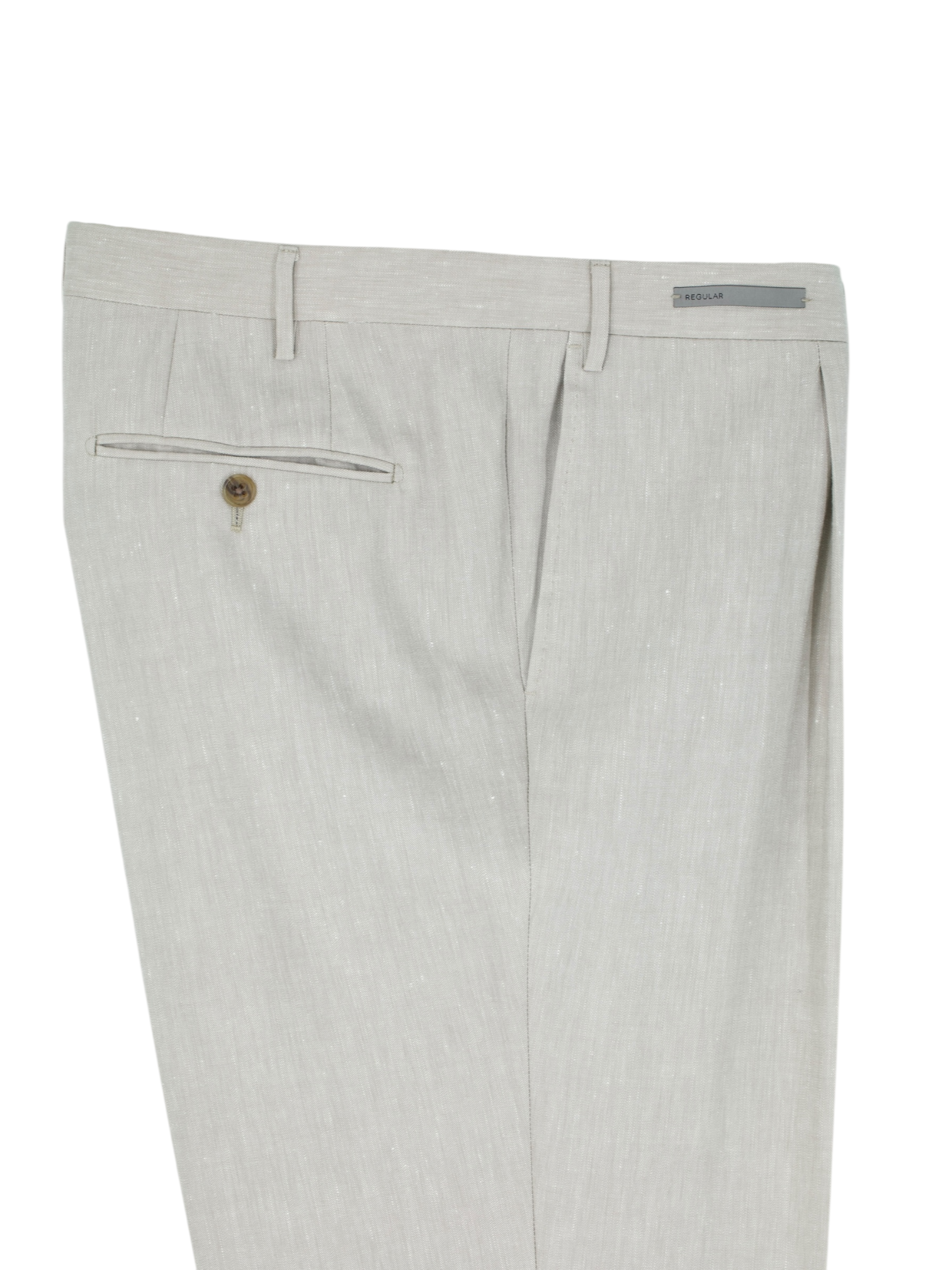 Corneliani Greige Linen and Wool Mélange Trousers