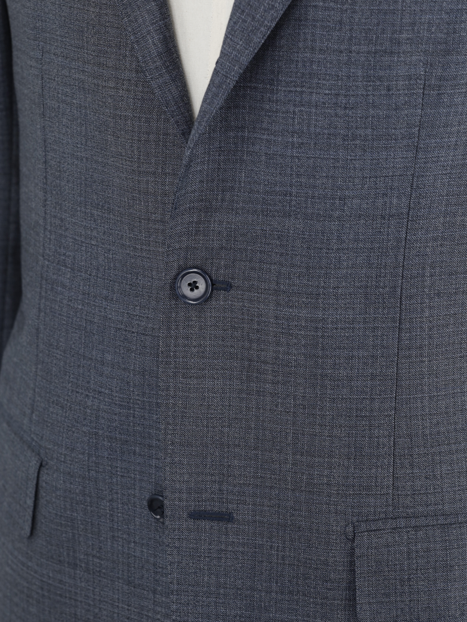 E. Formicola Steel Grey & Blue Fine-Wool Micro-Pattern Suit