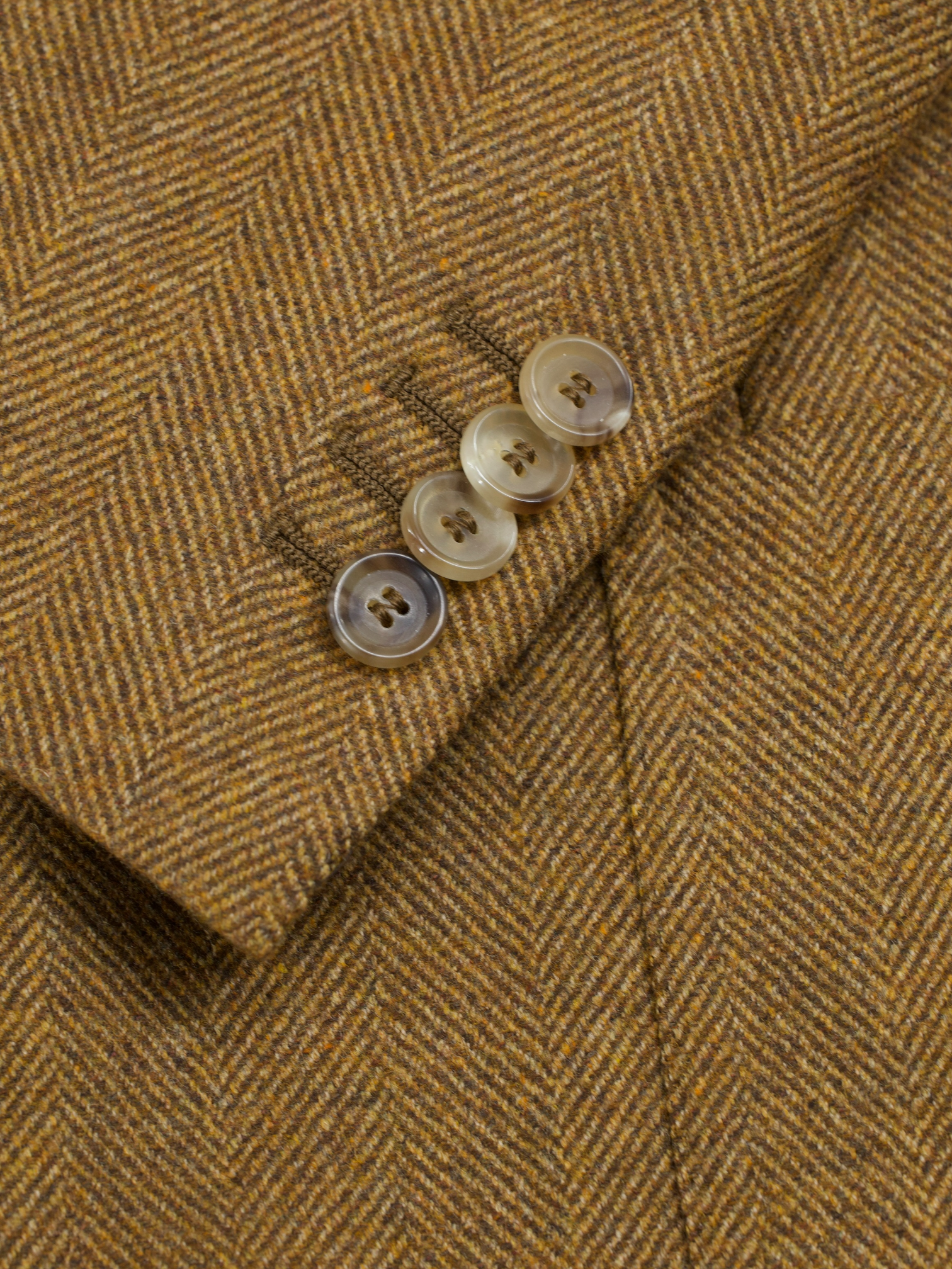 De Petrillo Caramel Brown Pure Wool Herringbone Jacket
