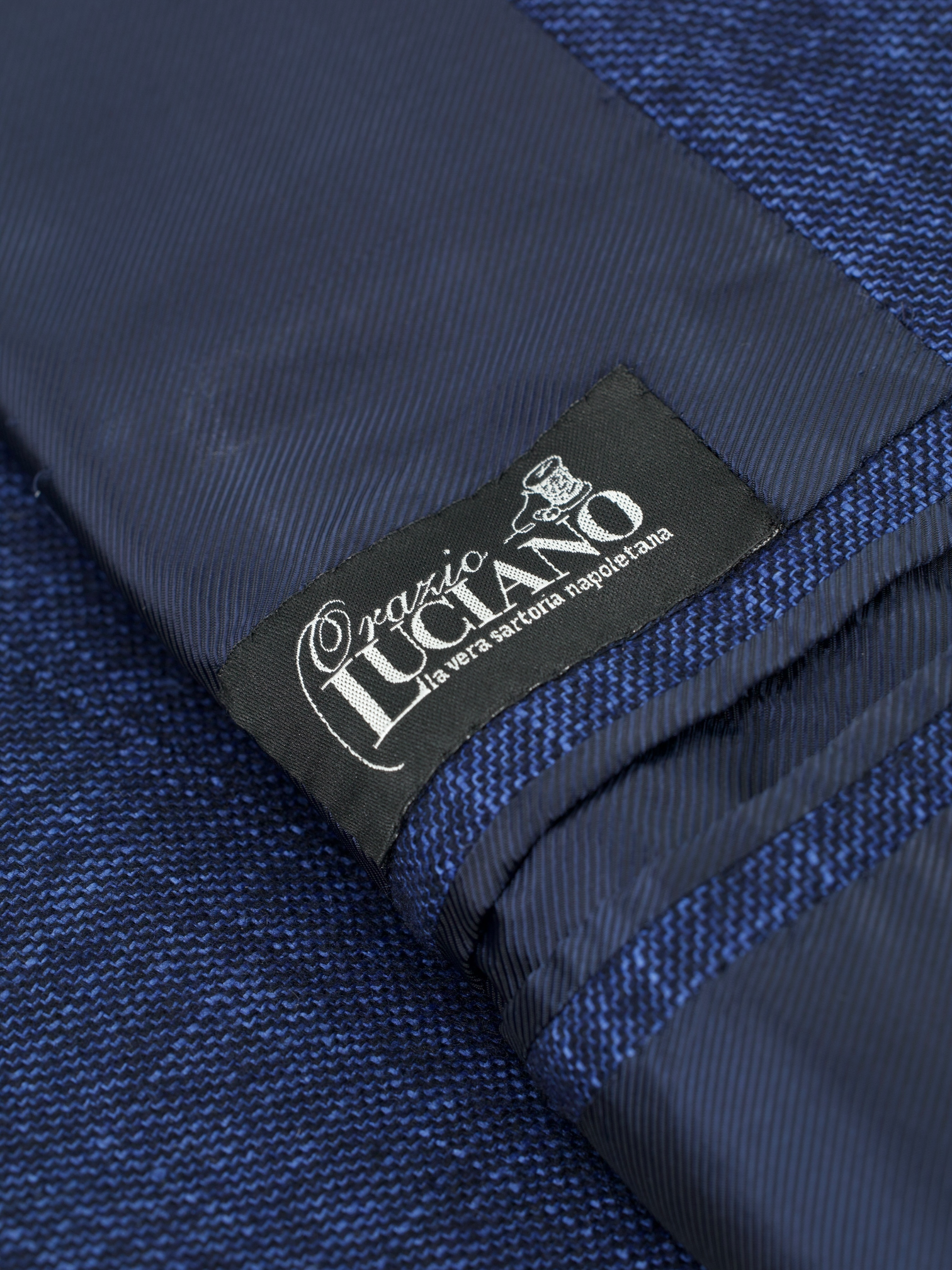 Orazio Luciano Blue Bicolor Silk & Cashmere Micro-Pattern Jacket