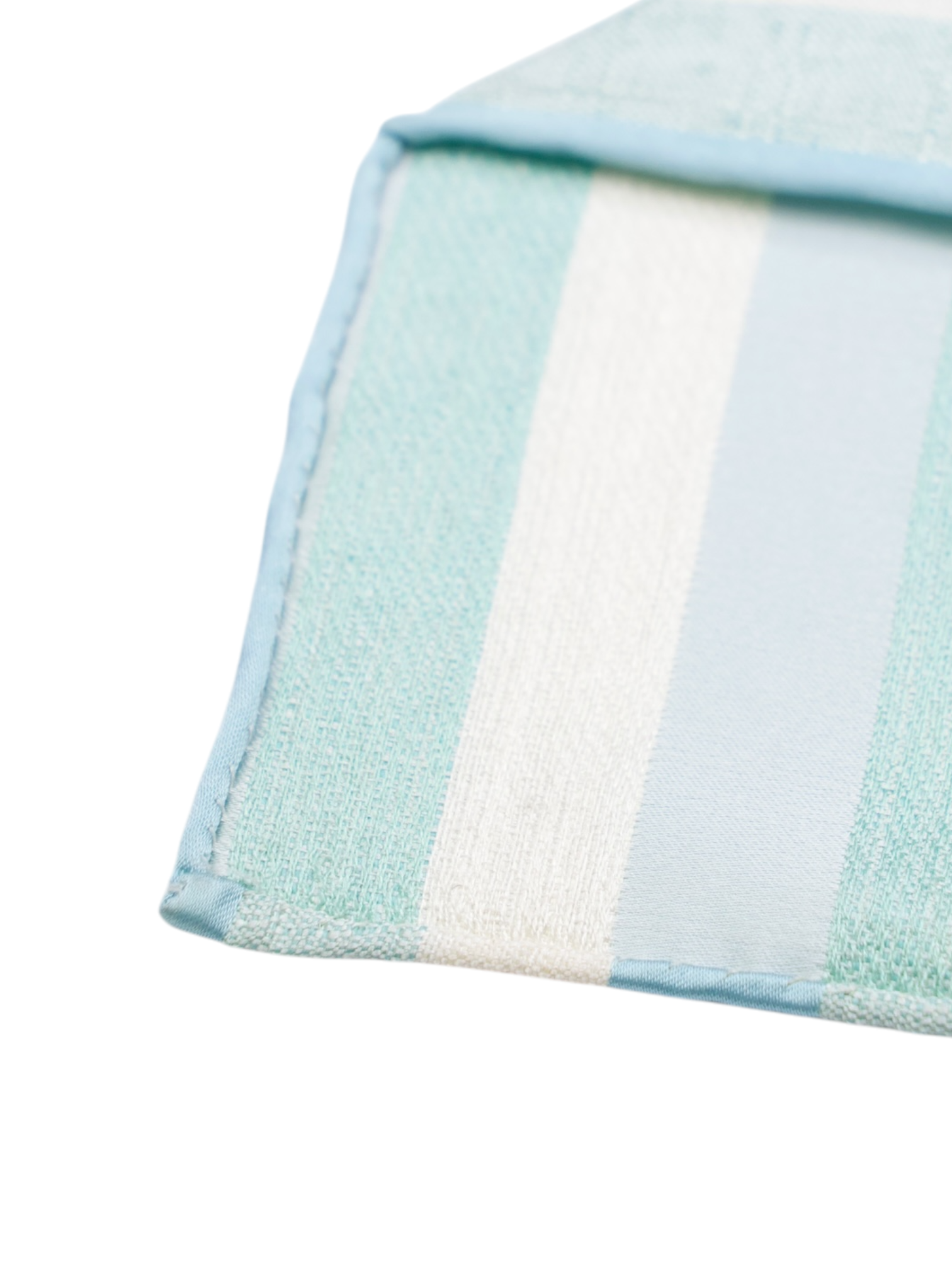 Kiton 5-Fold Turquoise Handrolled Shantung-Silk Striped Tie
