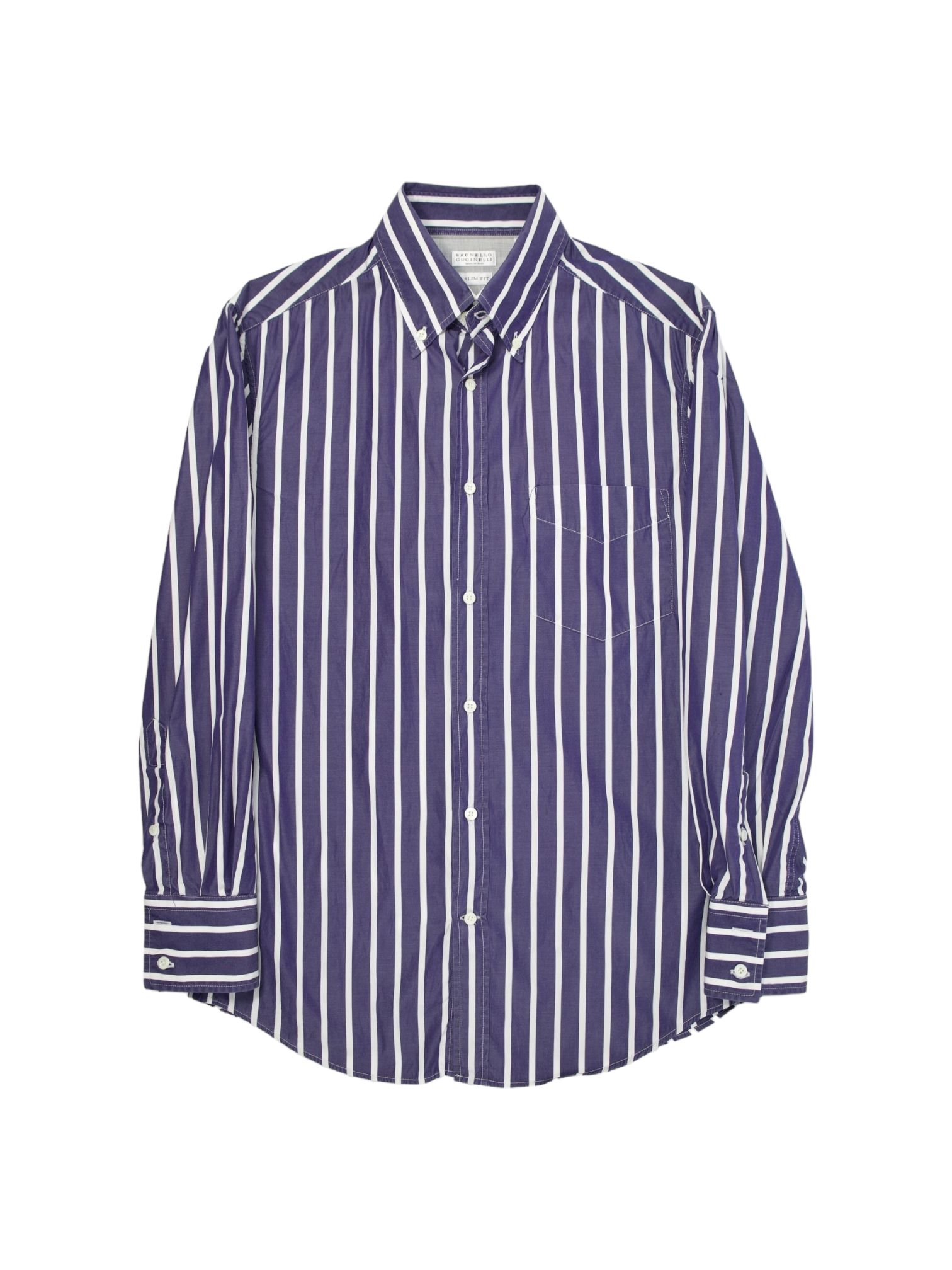 Brunello Cucinelli Navy Bengal Stripe Button-Down Shirt