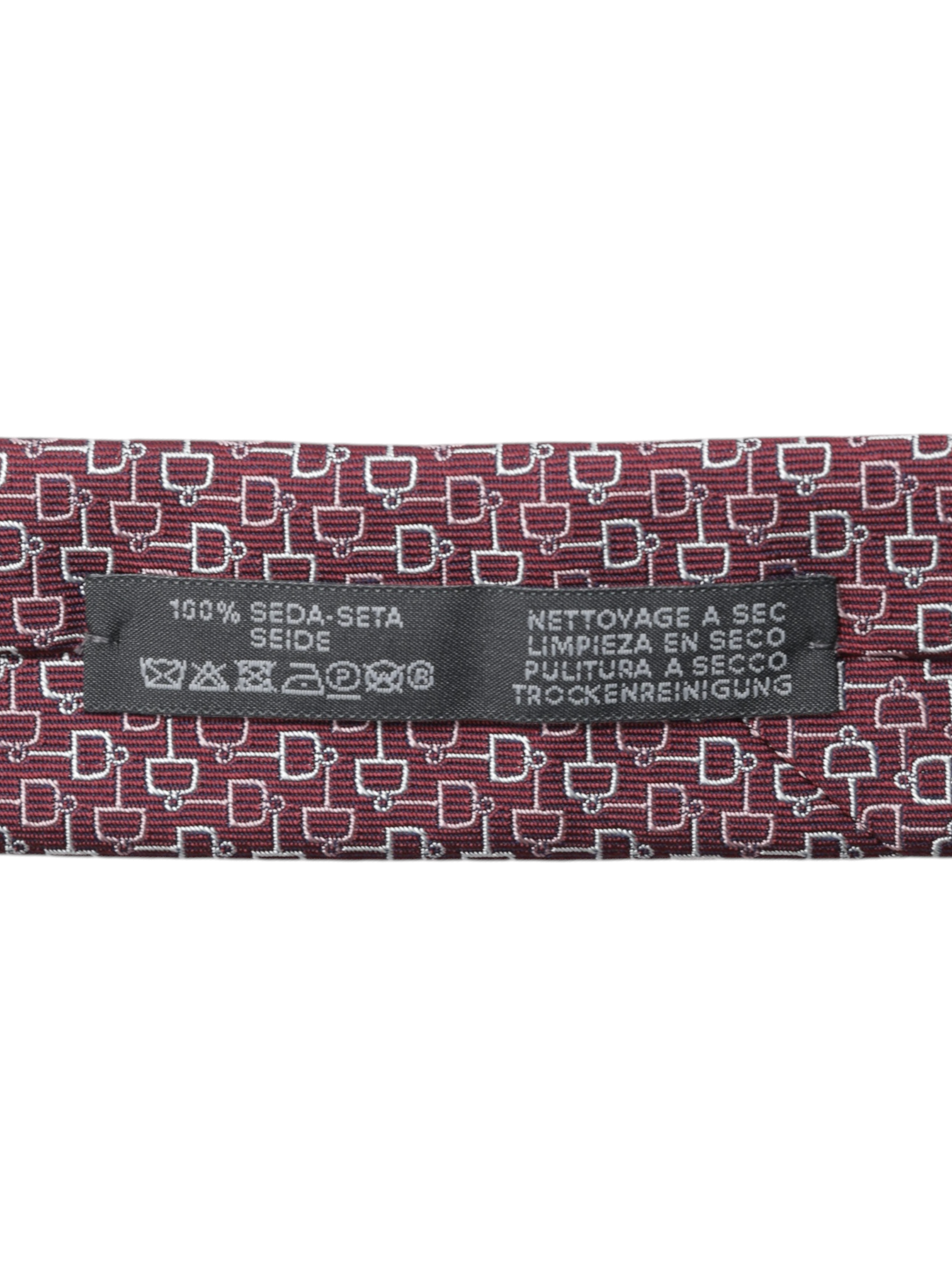 Hermès Red & White Silk Chain-Interlock Tie