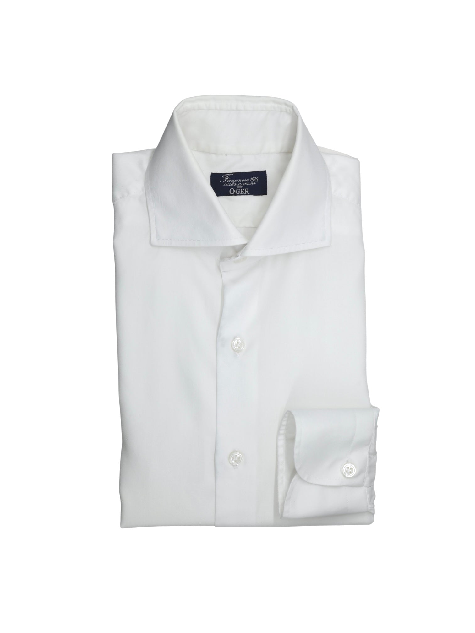 Finamore White Cotton "Collo Eduardo" Dress Shirt