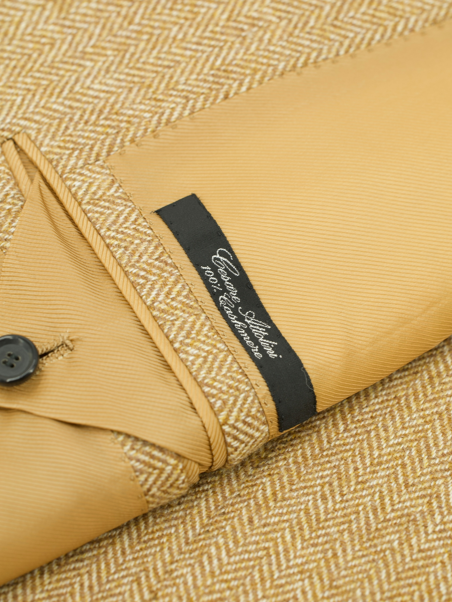 Cesare Attolini Caramel Brown Pure Cashmere Herringbone Jacket