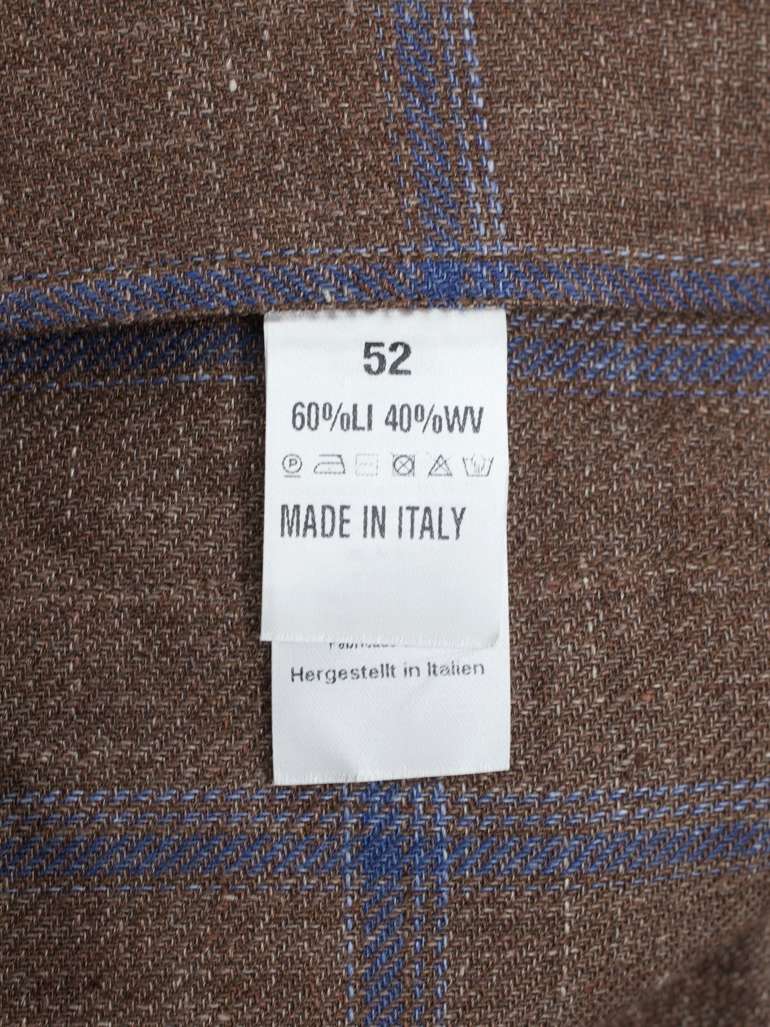Finamore Brown & Blue Wool & Linen Checkered Shirt Jacket