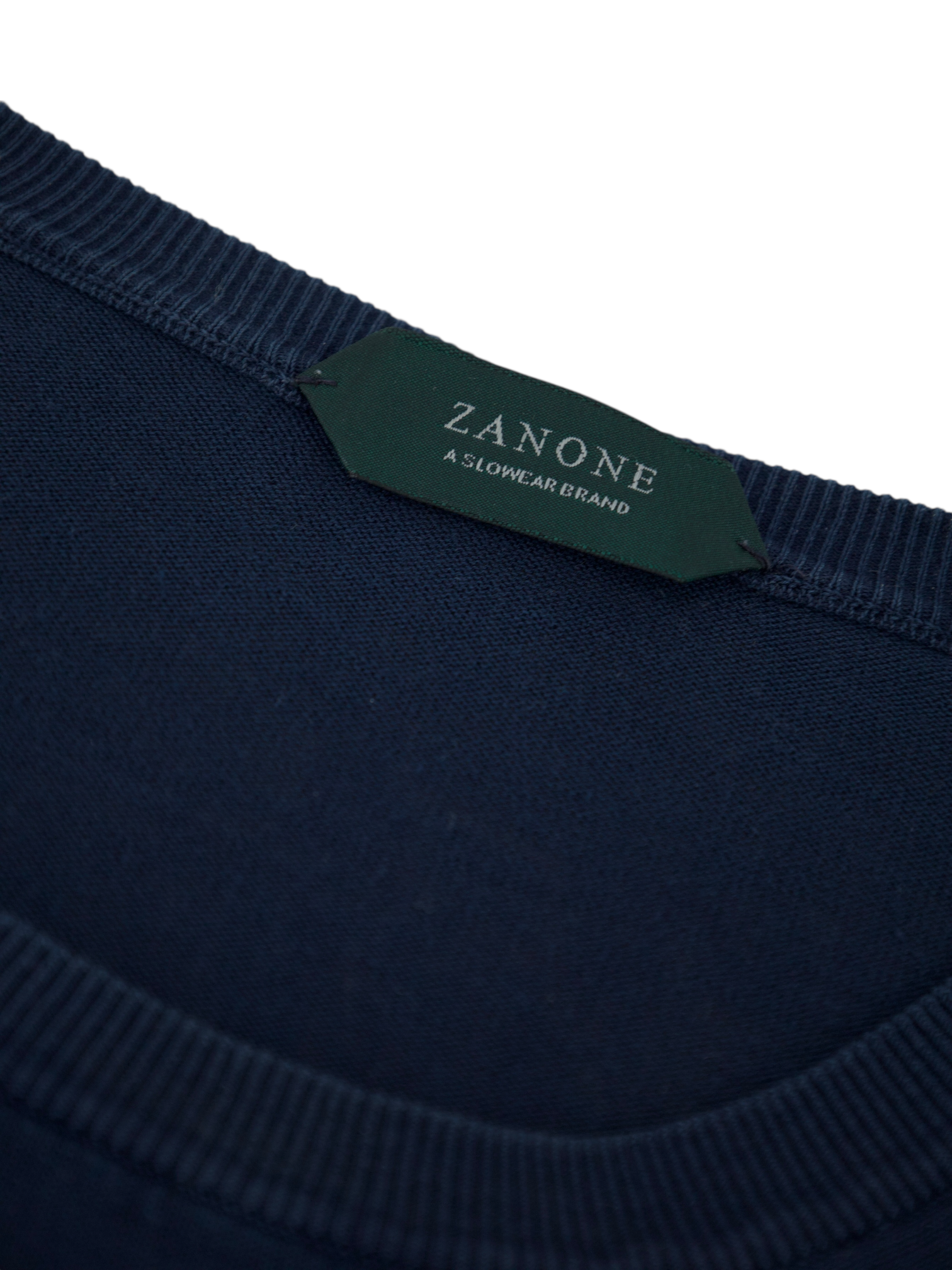 Zanone Navy High-Twist Lightweight Cotton Roundneck