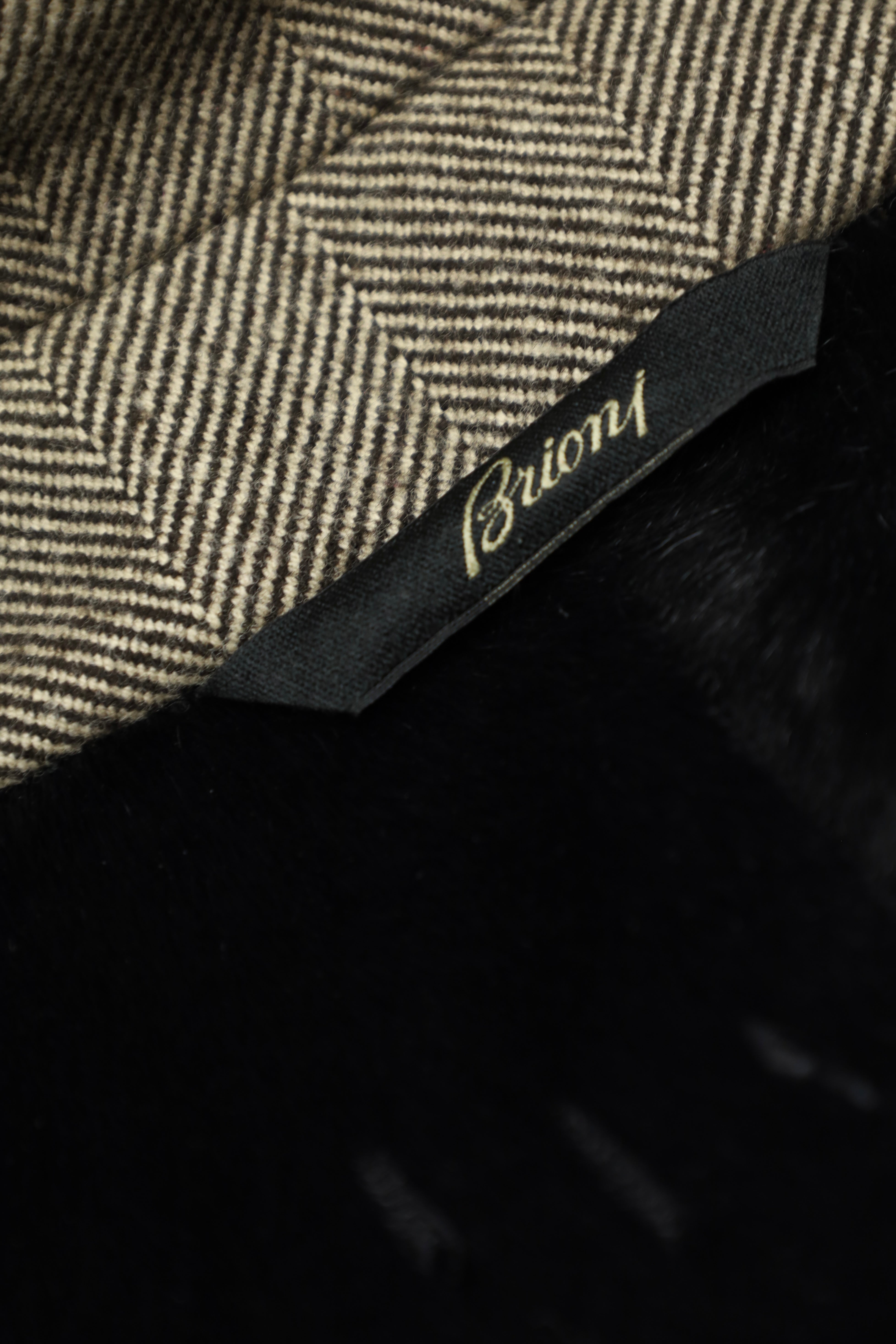 Brioni Light Brown Storm System® Herringbone Double-Breasted Peacoat