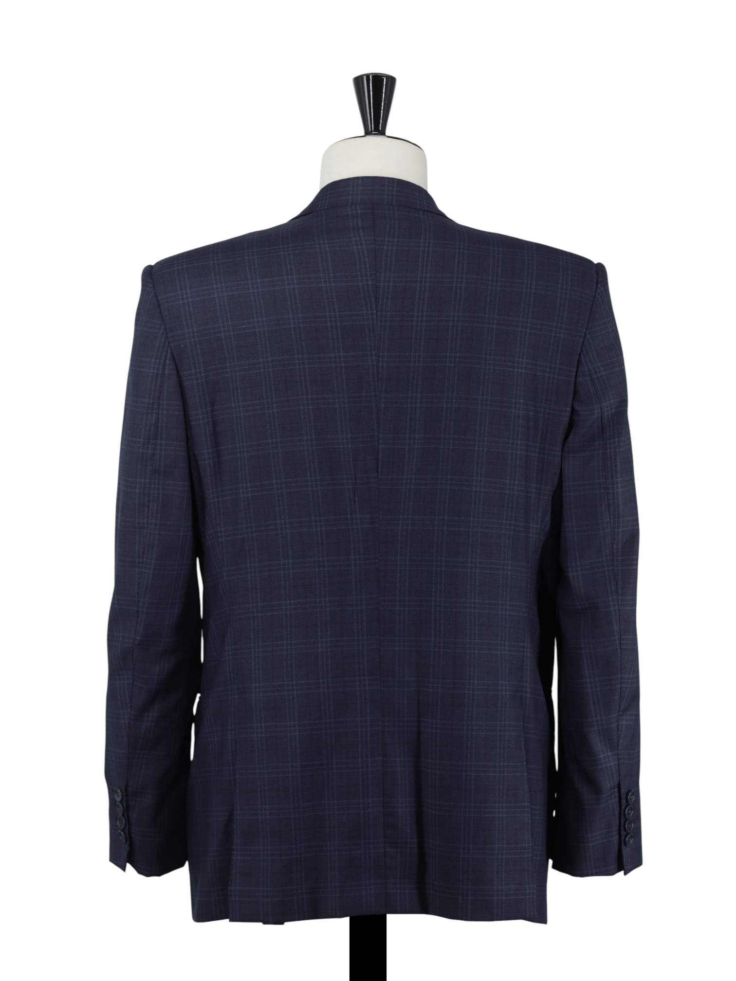 Cifonelli Dark Blue Fine-Wool Double Breasted Checkered Jacket