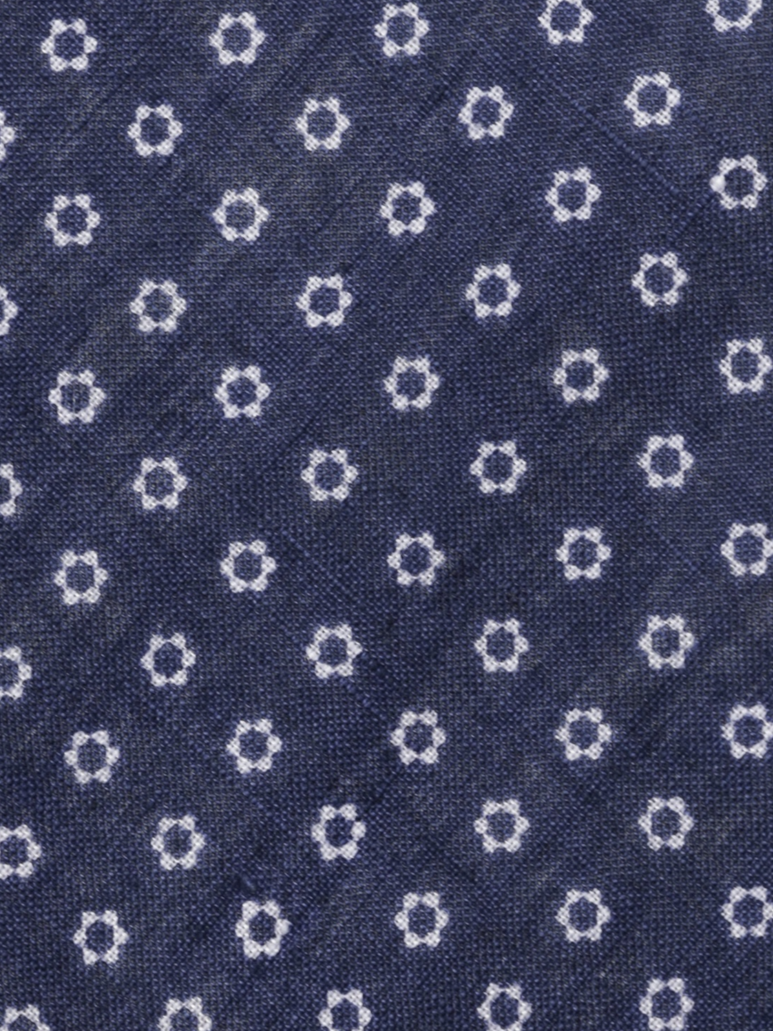 Kiton 5-Fold Dark Blue & White Pure-Linen Floral Self-Tipped Tie