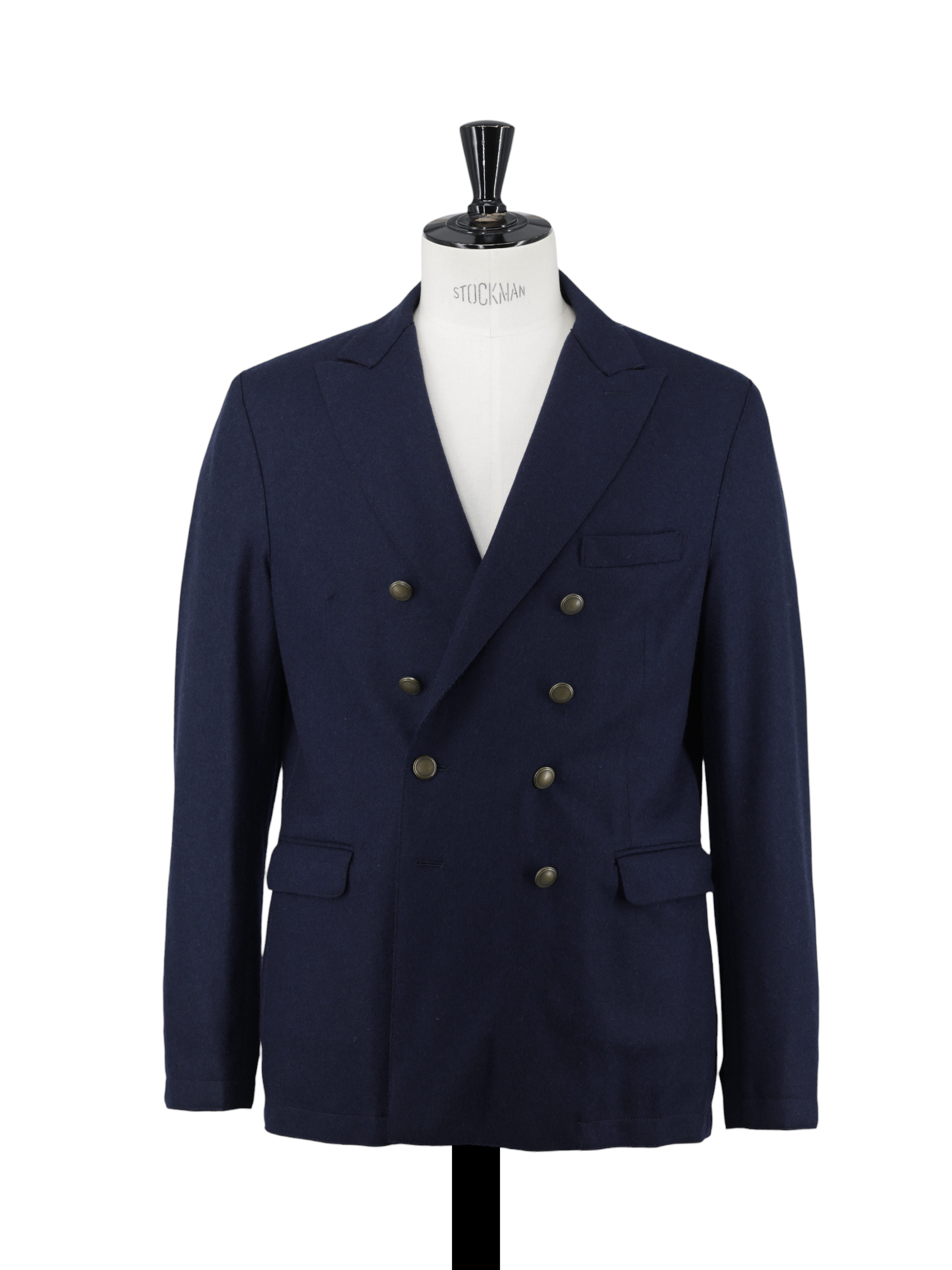 Eleventy Navy Wool-Stretch Double Breasted Unconstructed Jacket