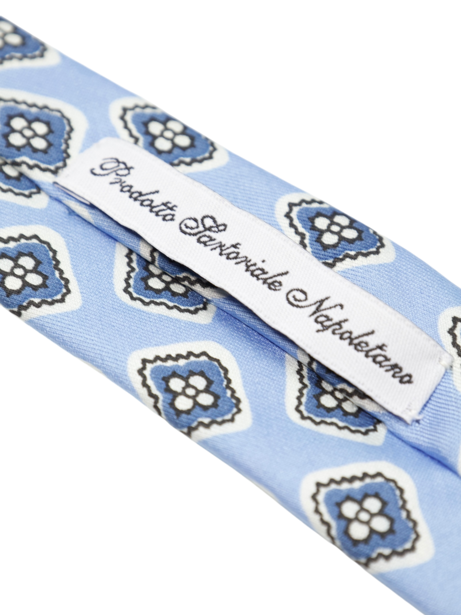 E. Marinella 7-Fold Light Blue Floral Hand-Rolled Silk Tie