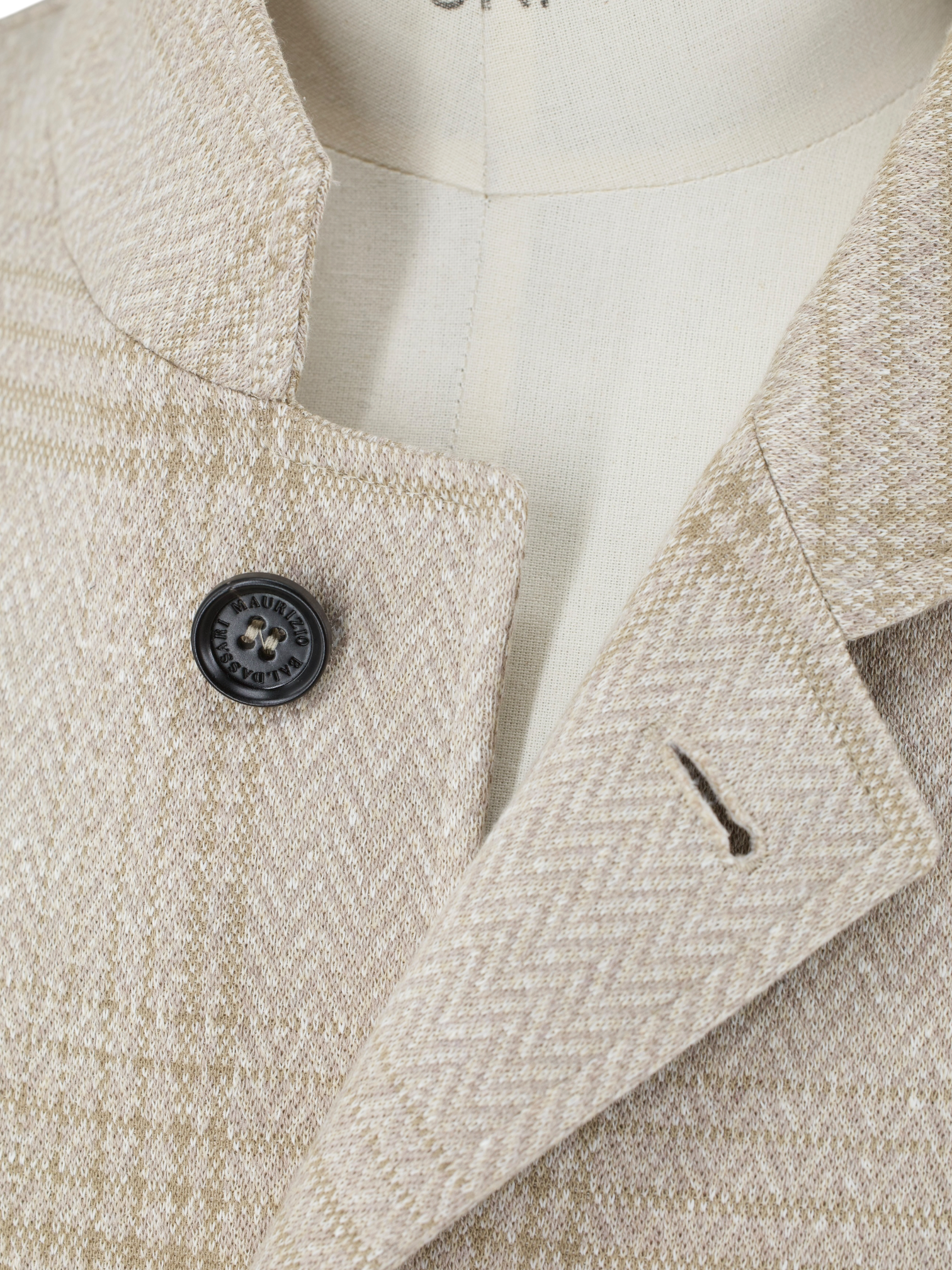 Maurizio Baldassari Sand Cotton, Silk & Linen Stand-Collar Jacket