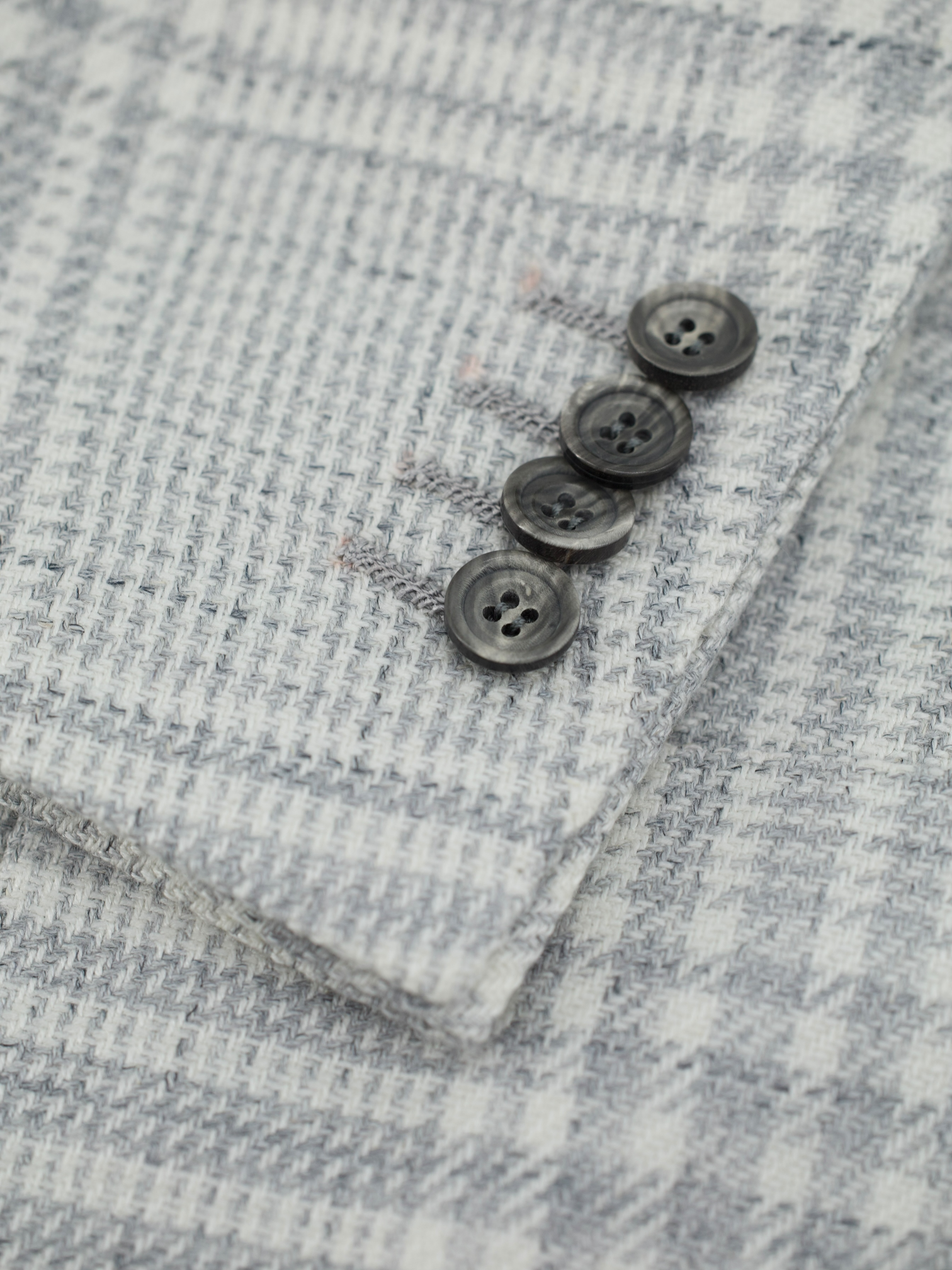 Kiton Light Grey Wool, Cashmere, Silk & Linen Prince of Wales Jacket
