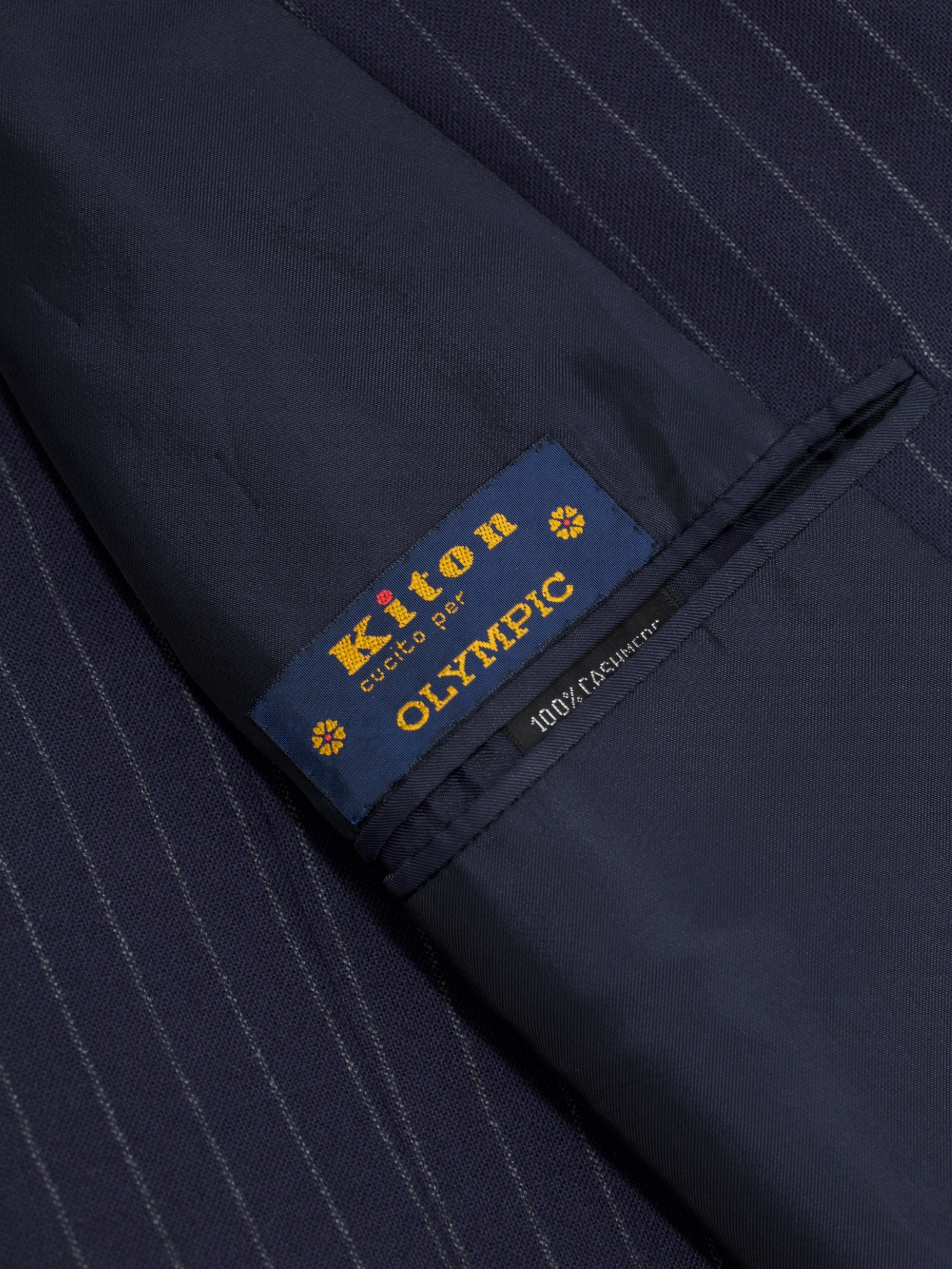Kiton Navy Pure Cashmere Sartorial Pinstripe Suit