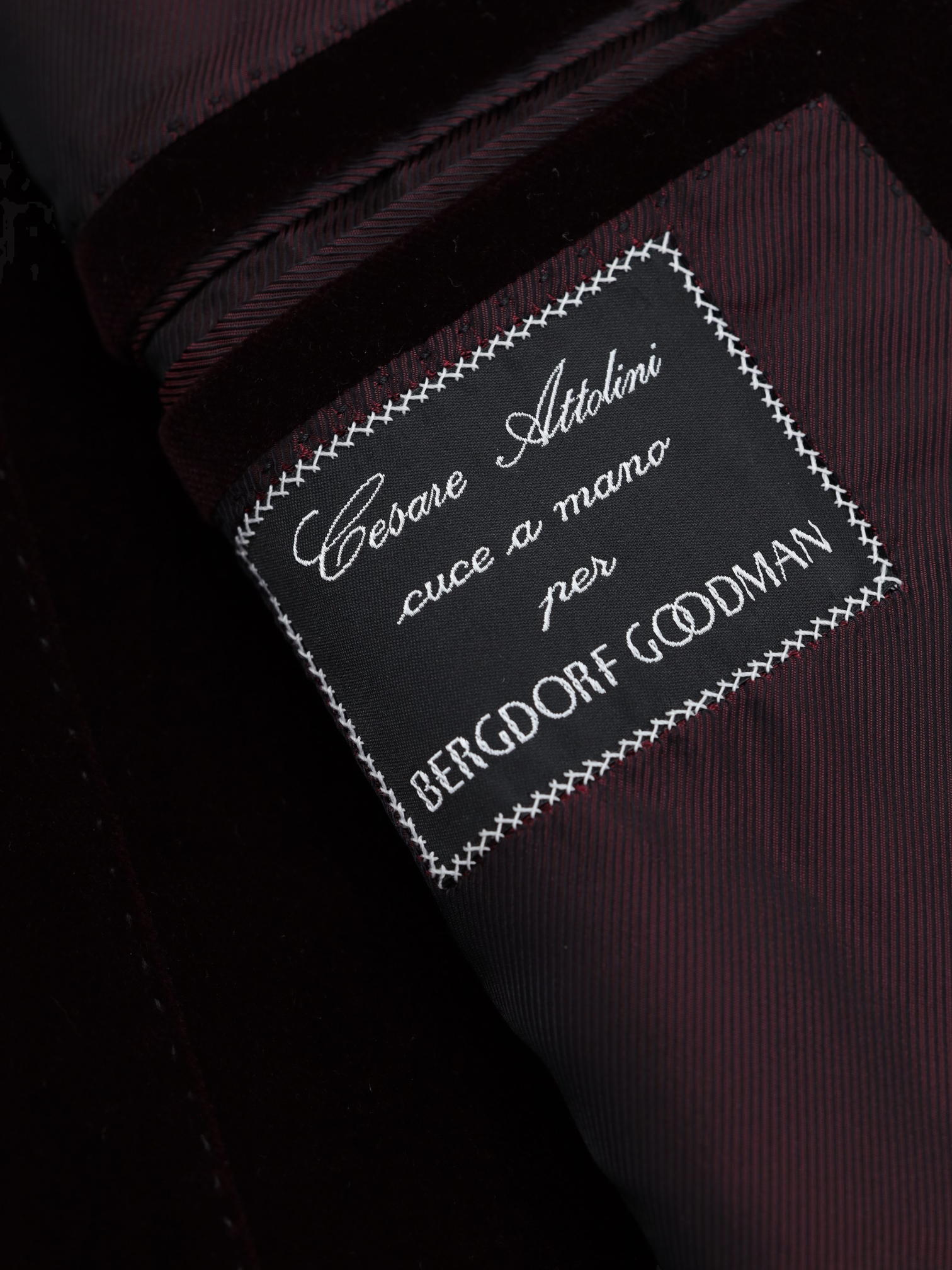 Cesare Attolini Burgundy Cotton Velvet Smoking Jacket