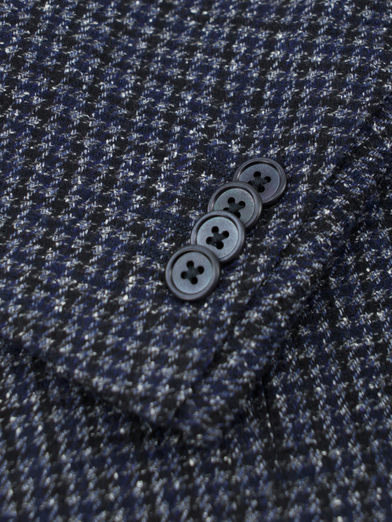 Corneliani Dark Blue Wool, Silk, Stretch & Cashmere Pied de Poule Jacket