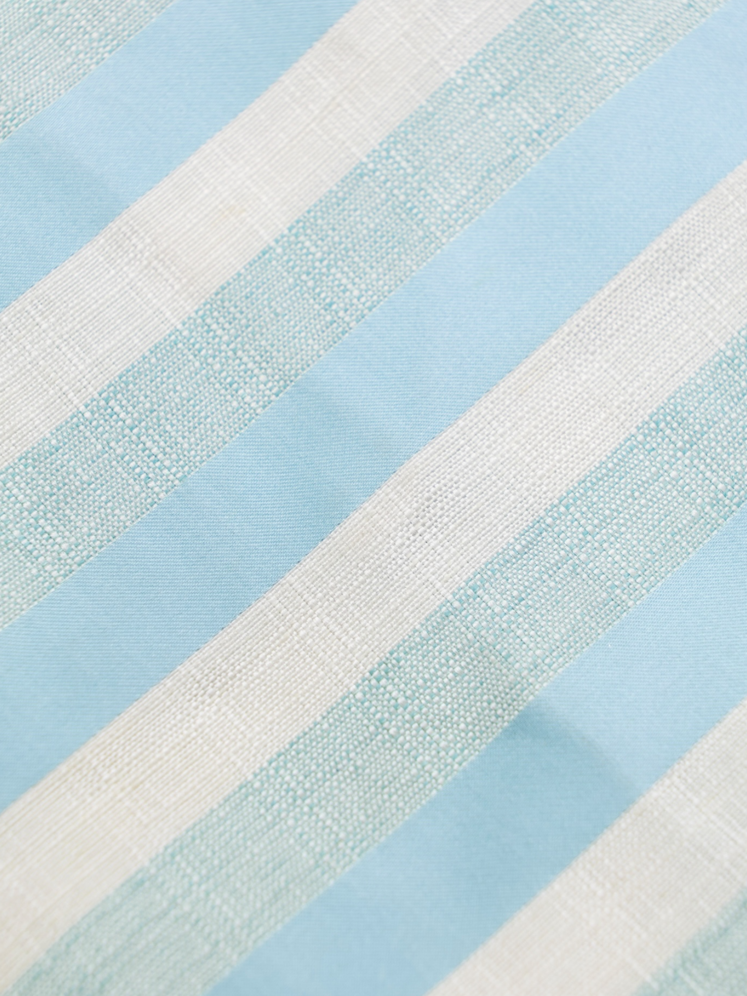 Kiton 5-Fold Turquoise Handrolled Shantung-Silk Striped Tie