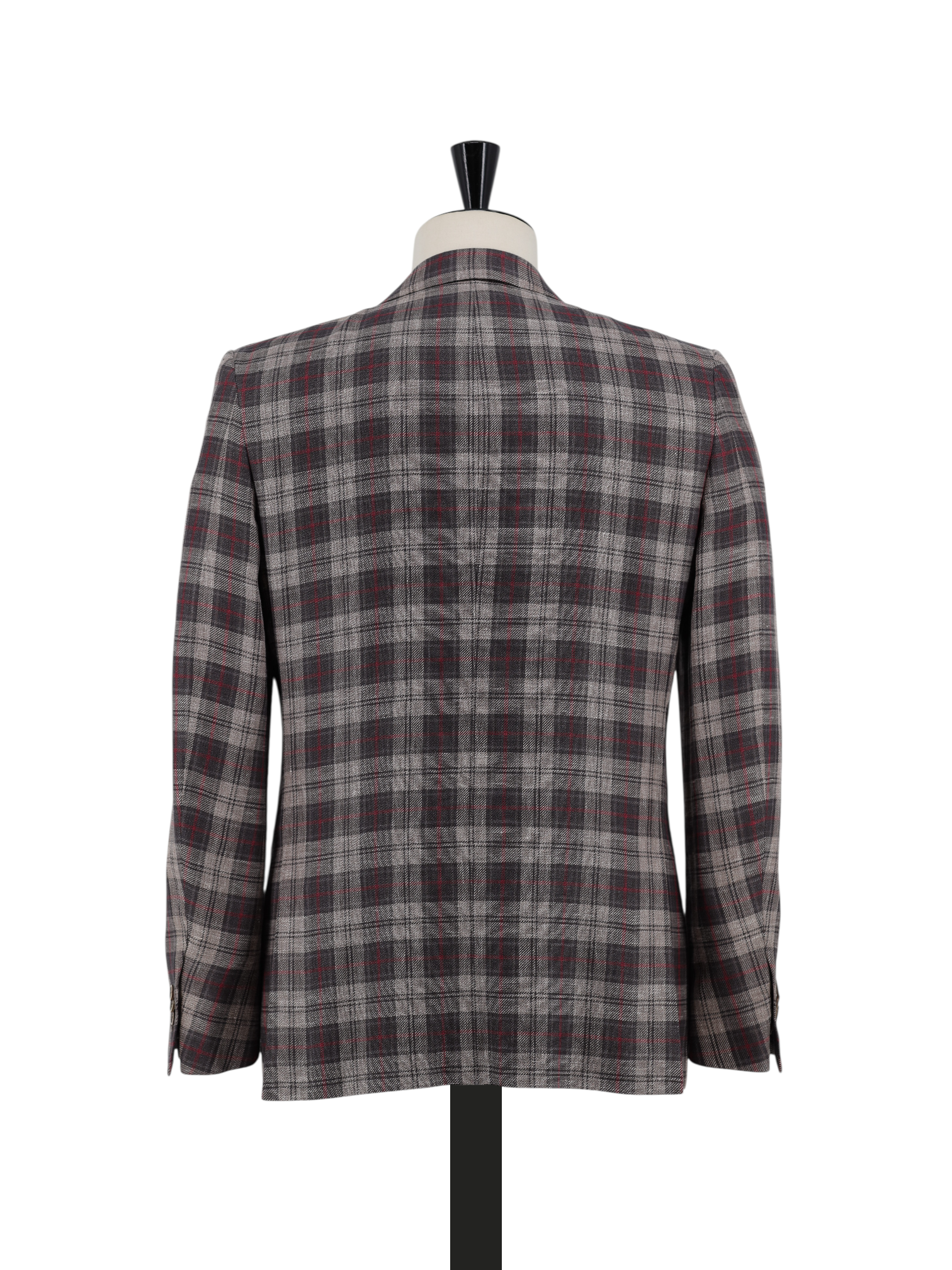 Ermenegildo Zegna Light Brown & Red Linen, Wool & Silk Tartan Mila Jacket