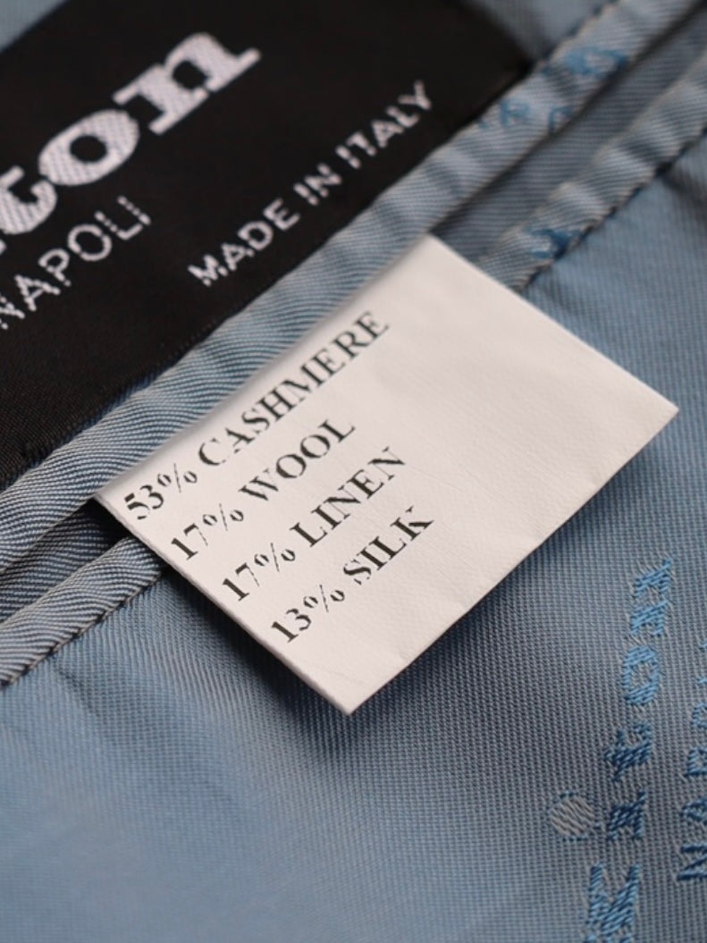 Kiton Light Blue Cashmere Blend Herringbone Summer Jacket