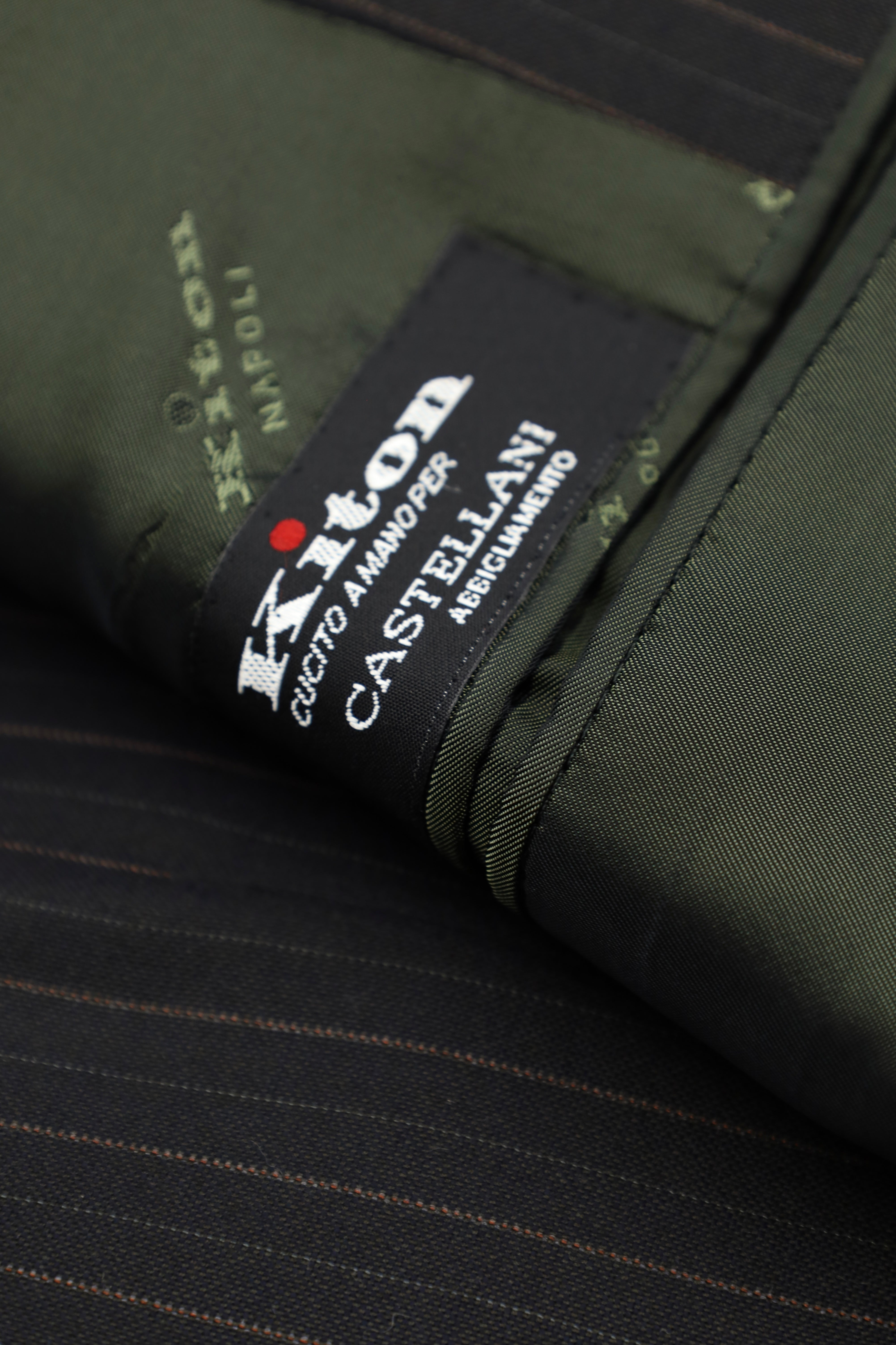 Kiton Anthracite 3-Piece Super 180's Bi-Color Pinstripe Suit