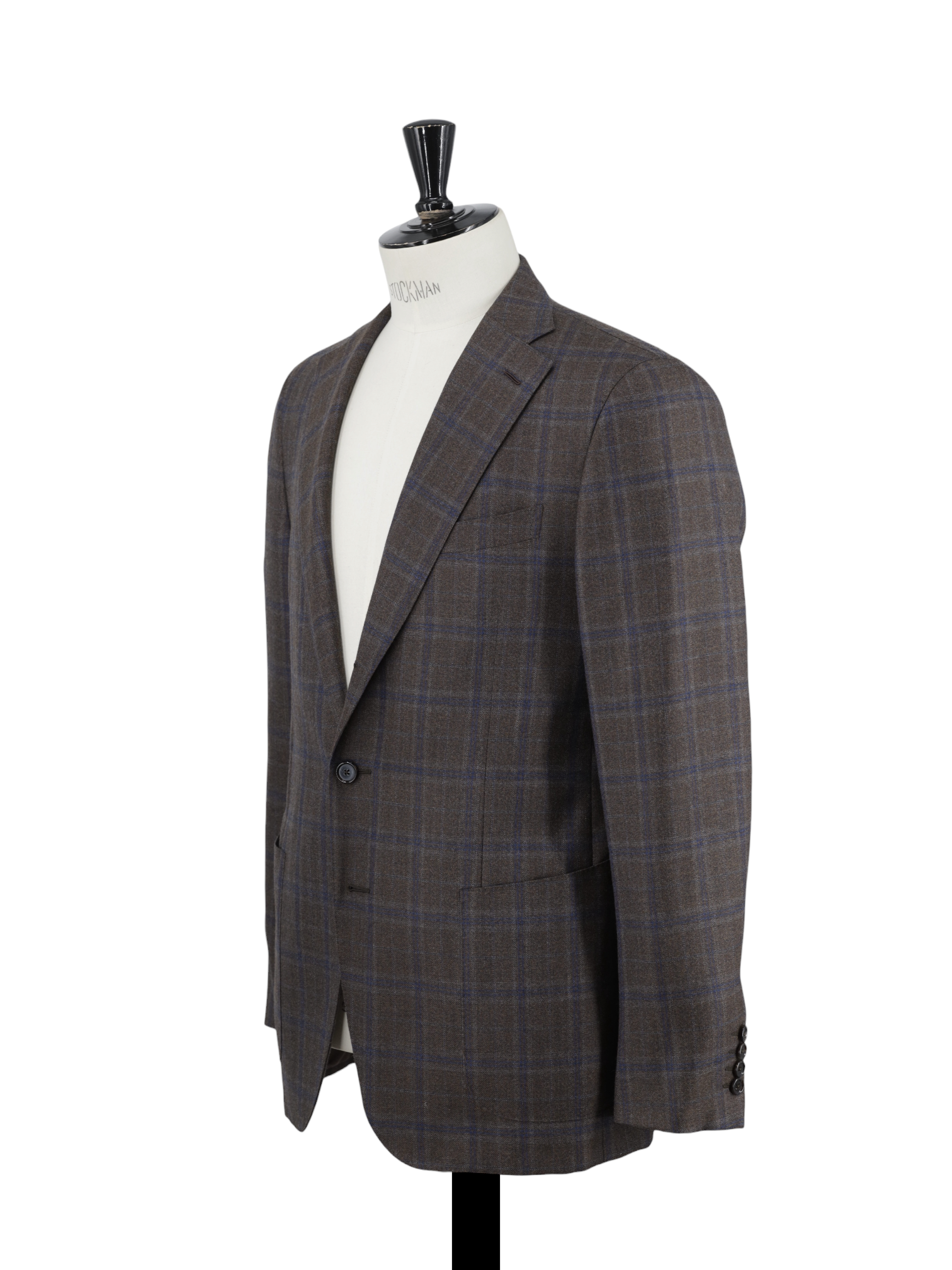 Caruso Brown & Blue Pure-Wool Windowpane Jacket