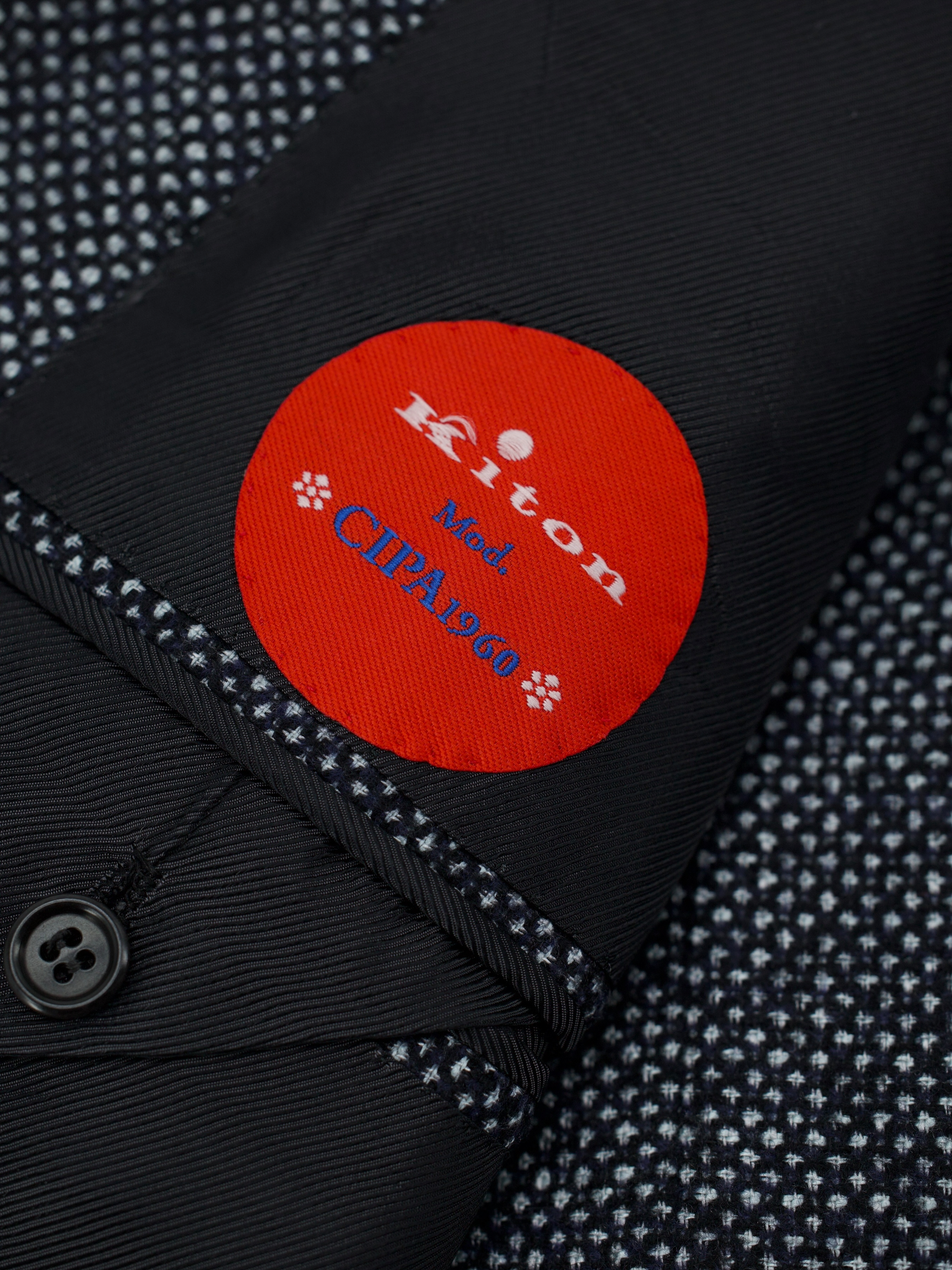 Kiton Black & Grey Cashmere, Silk & Stretch Micro-Pattern "Cipa" Jacket
