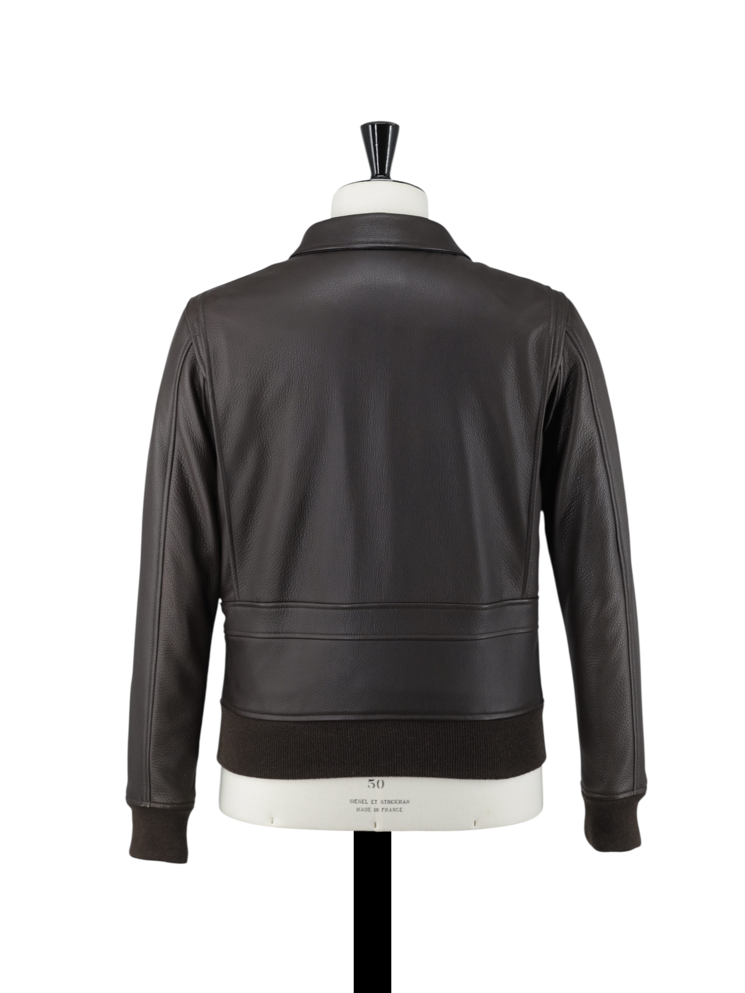 Doriani Dark Brown Grain Leather Blouson Jacket