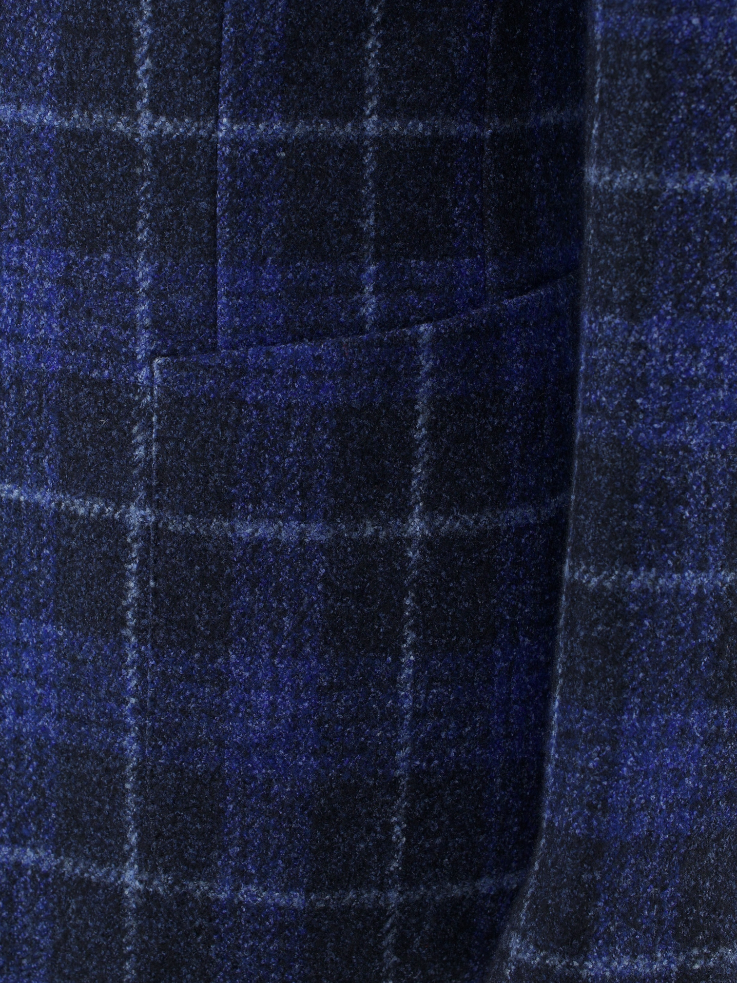 De Petrillo Dark Blue Wool, Stretch, Silk & Linen Tartan Check Jacket